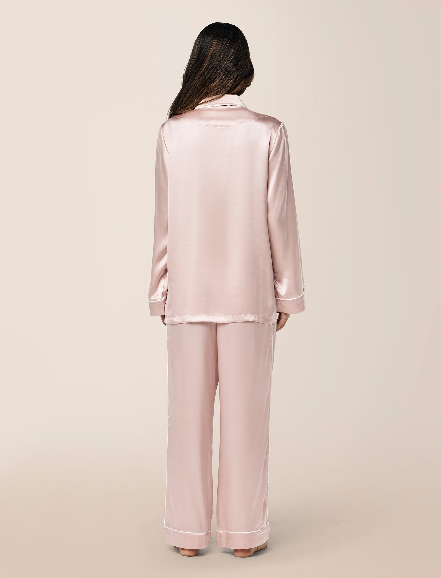 Sylvie Silk Piped Full Length PJ