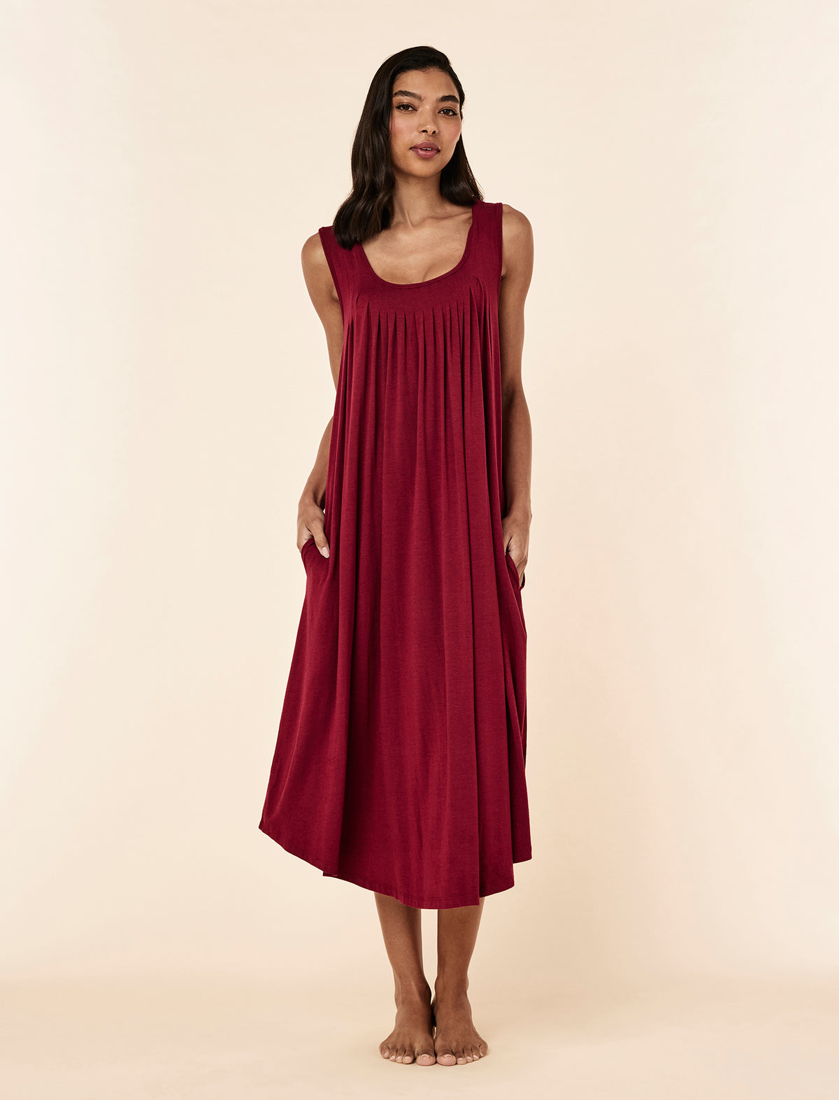 Kate Modal Soft Pleat Front Maxi Nightgown