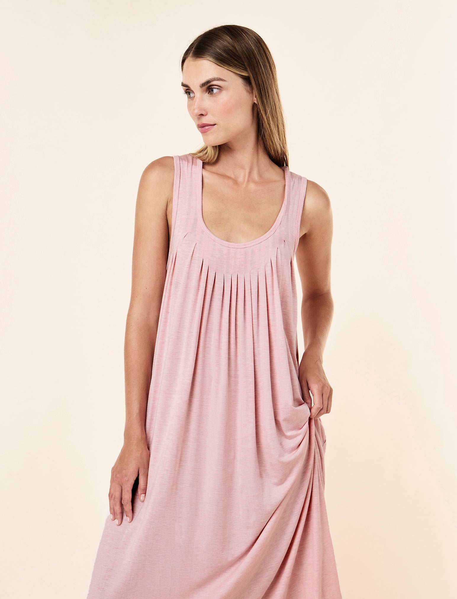 Kate Modal Soft Pleat Front Maxi Nightgown