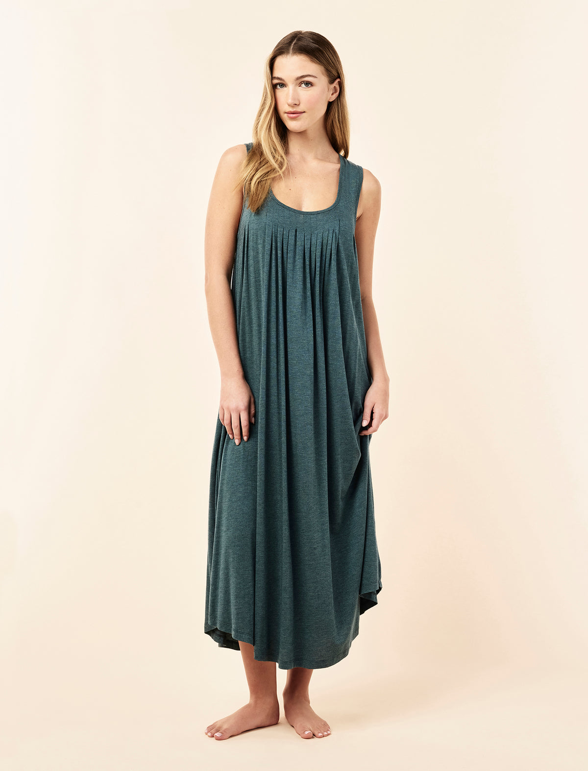 Kate Modal Soft Pleat Front Maxi Nightgown