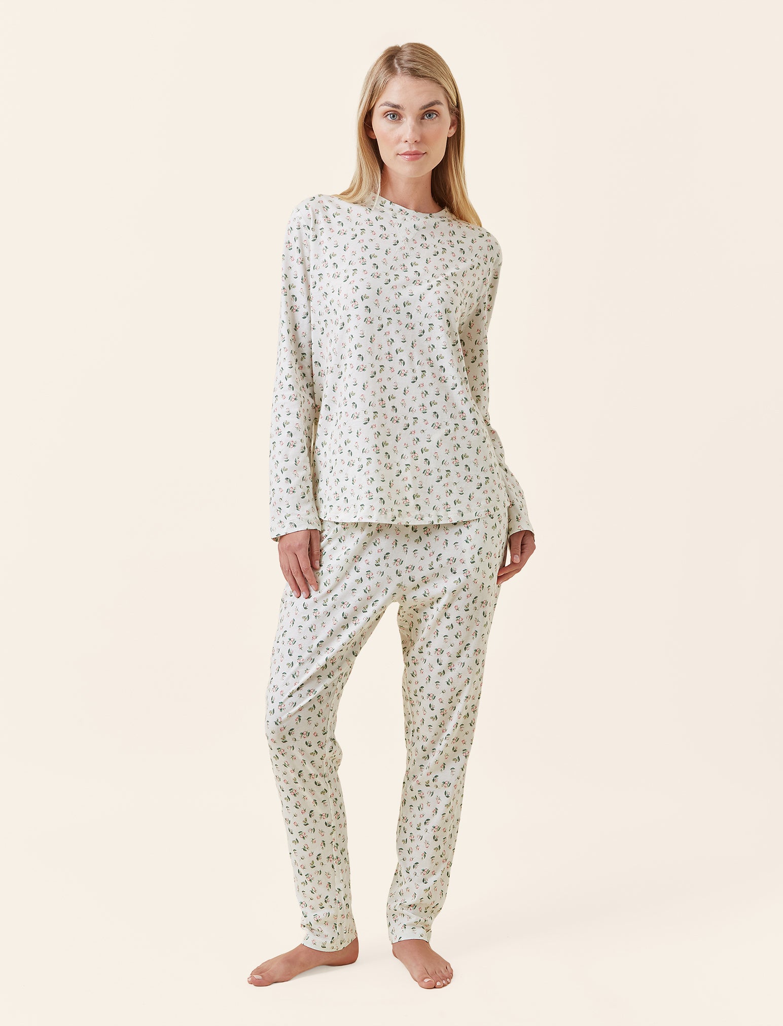 Rosebud Organic Cotton Knit Long Sleeve Tee and Jogger Set