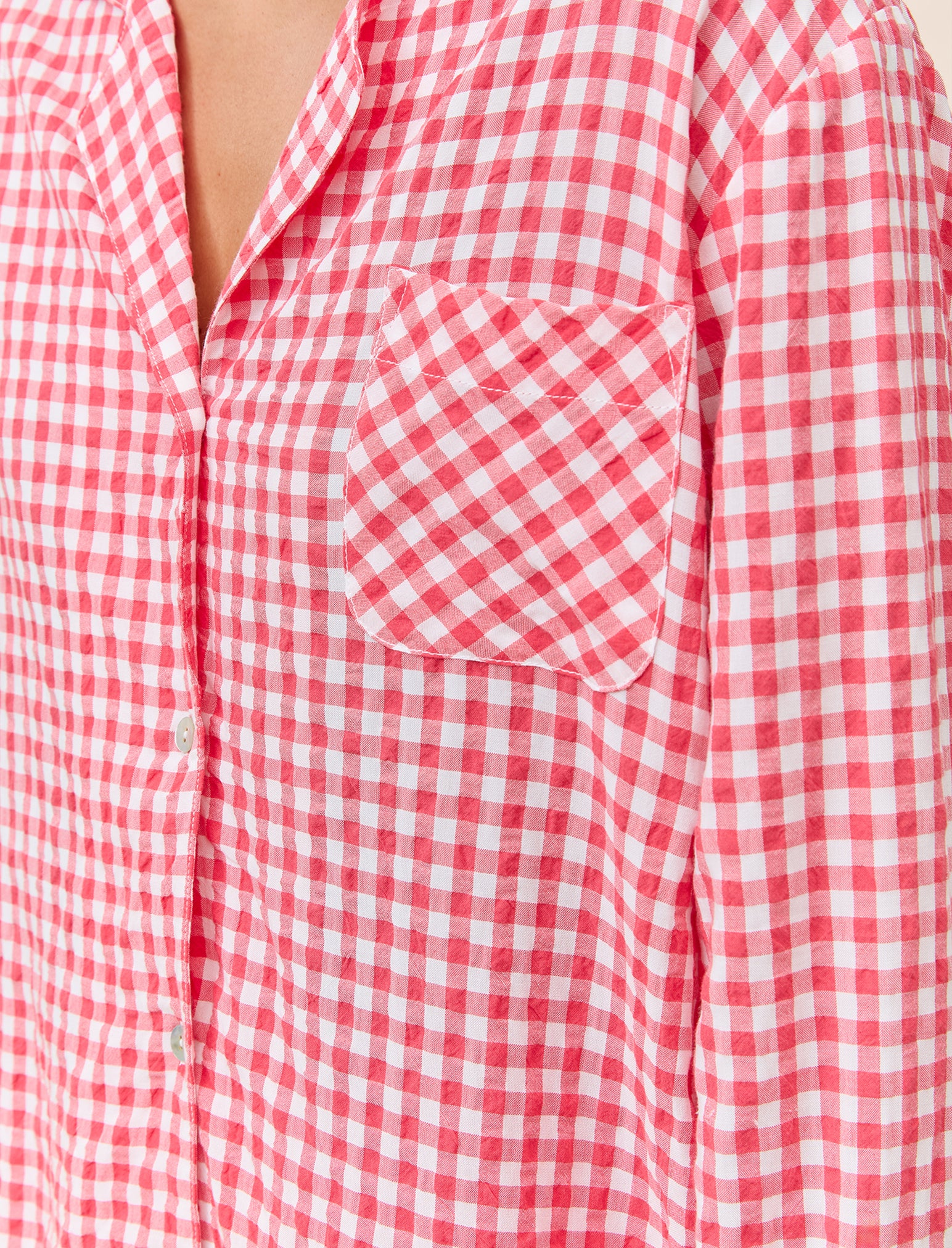 Seersucker Gingham Full Length PJ Set