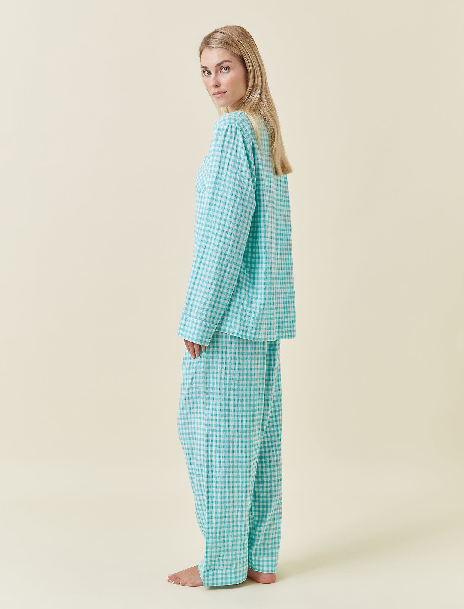 Seersucker Gingham Full Length PJs