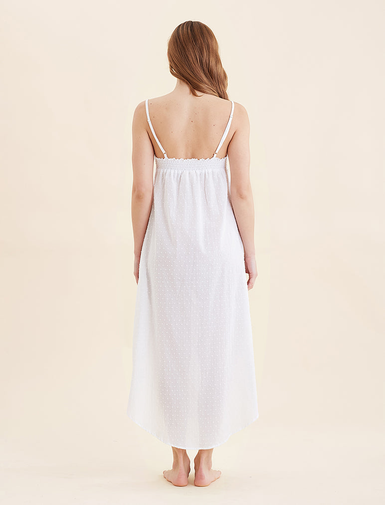 Swiss Dot Lace Trim Maxi Nightie
