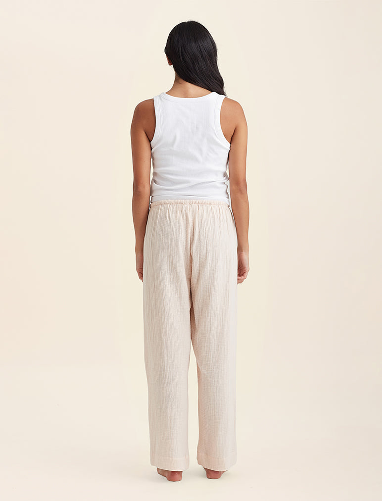 Ashley Textured Cotton Wide Leg Pant
