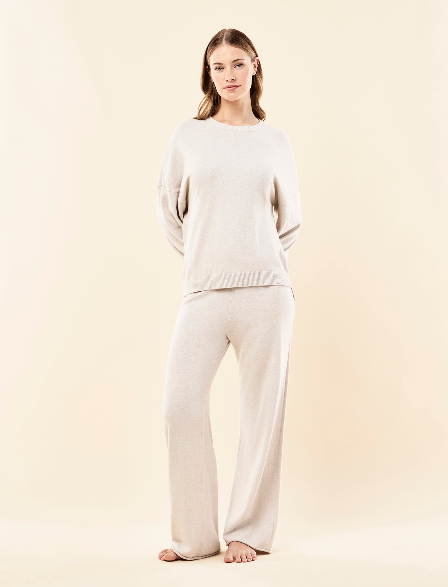 Cotton Cashmere Straight Leg Pant