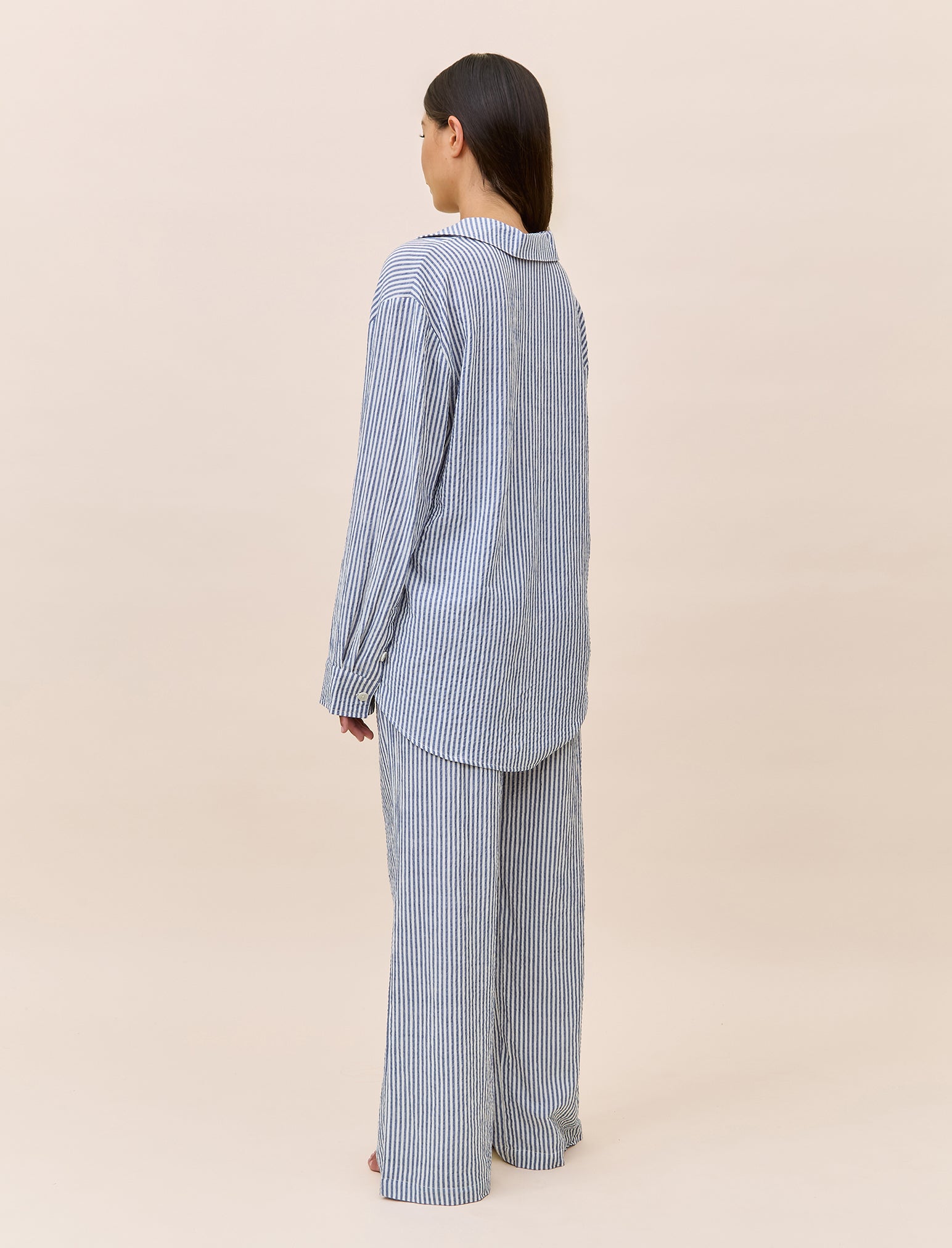 Sabine Seersucker Stripe Full Length PJ Set