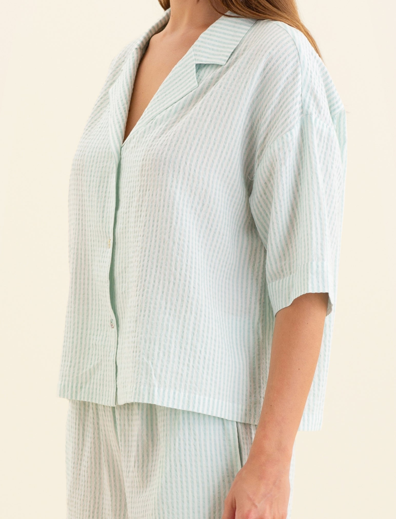 Sabine Seersucker Stripe Boxer PJ Set