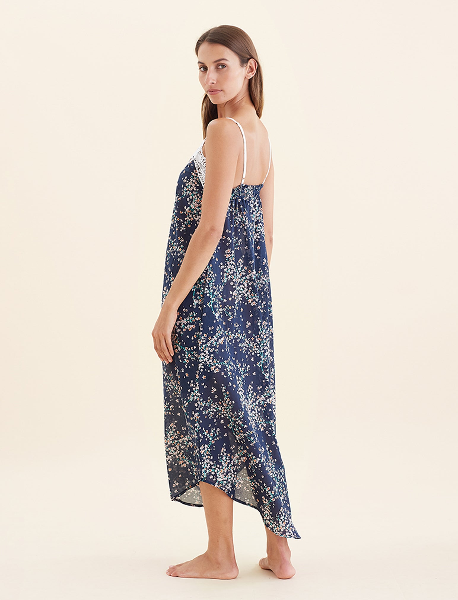 Cheri Blossom Lace Front Maxi Nightgown
