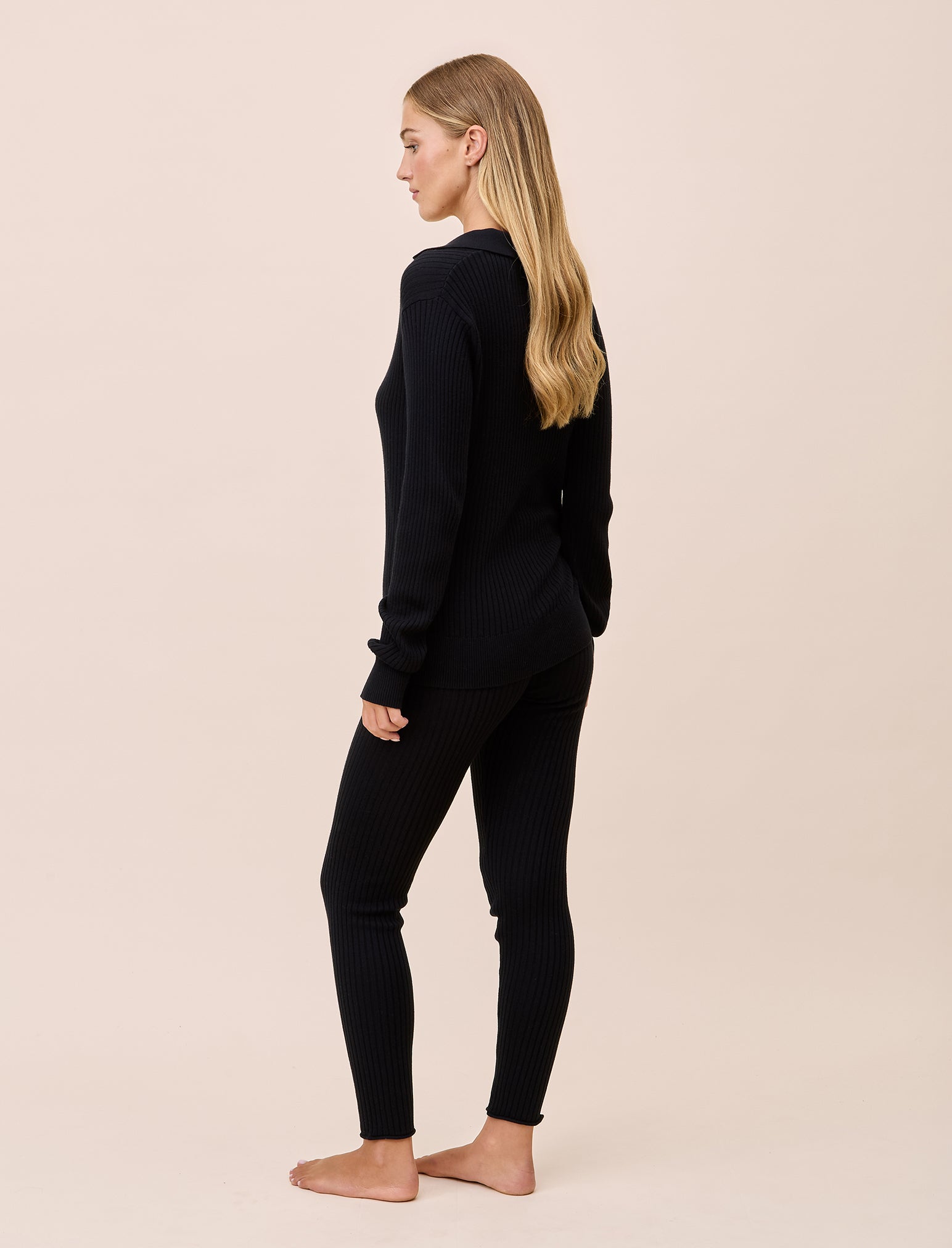 Colette Cosy Cotton Silk Rib Long Sleeve Top & Legging Set