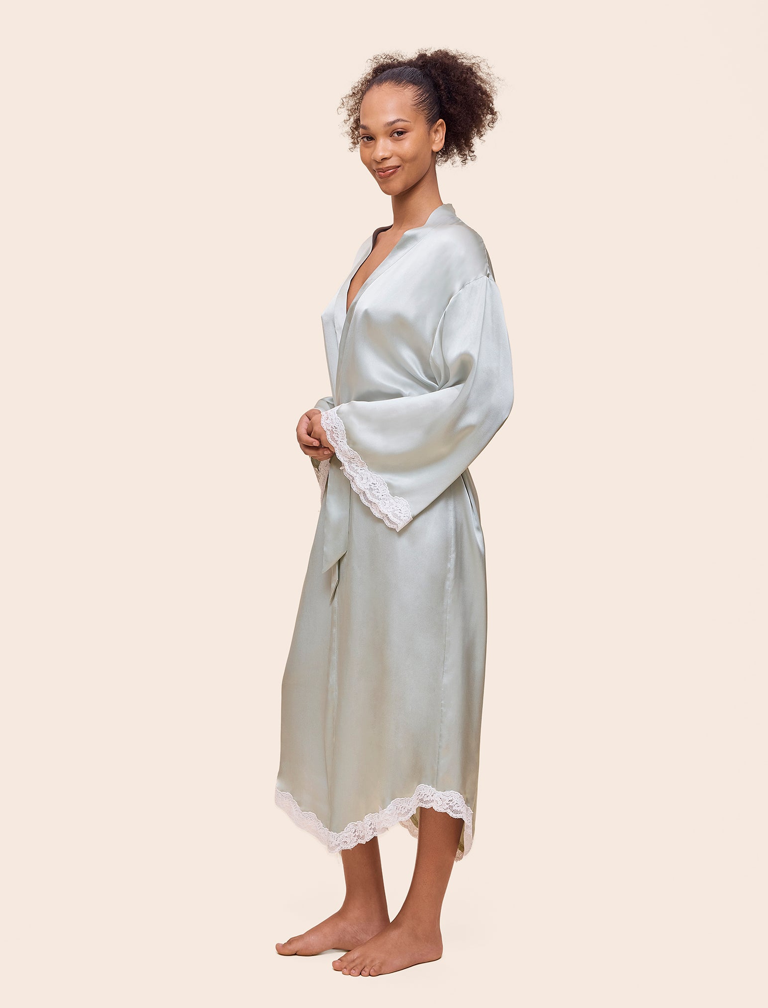 Annabelle Satin Lace Maxi Robe