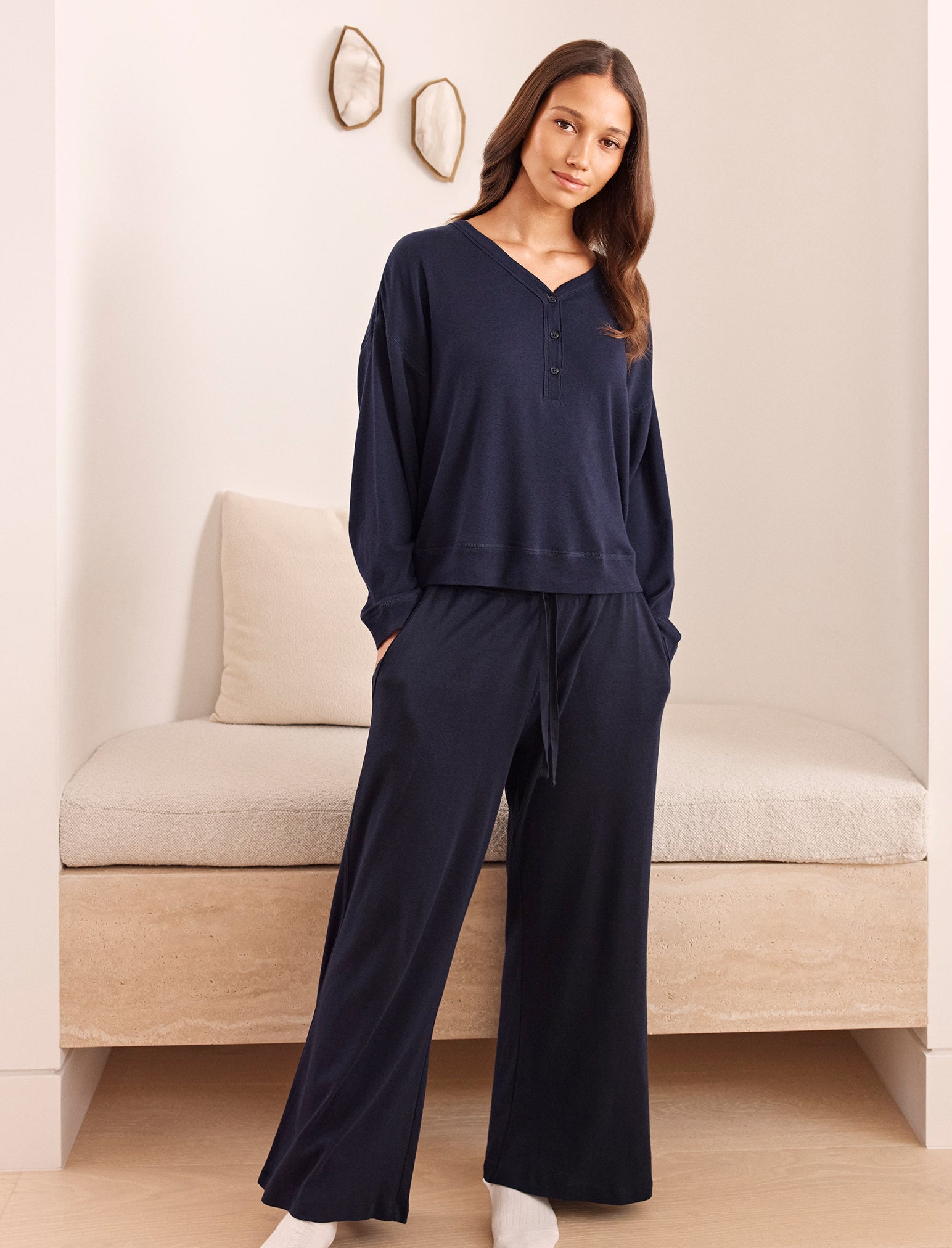 Pia Boxy Long Sleeve Top & Wide Leg Pant Set