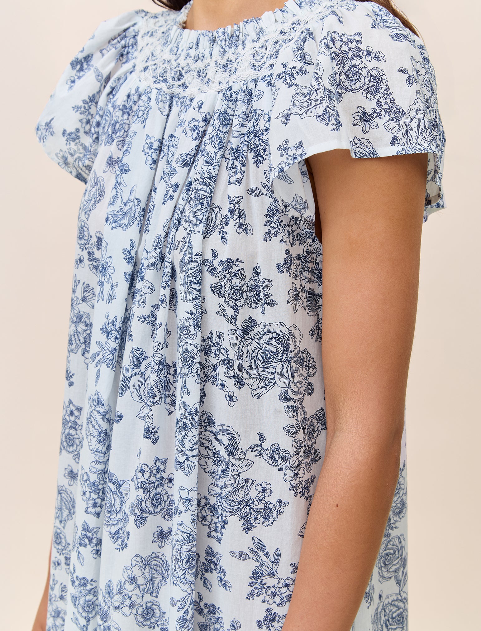 Nostalgia Shirred Neck Maxi Nightgown