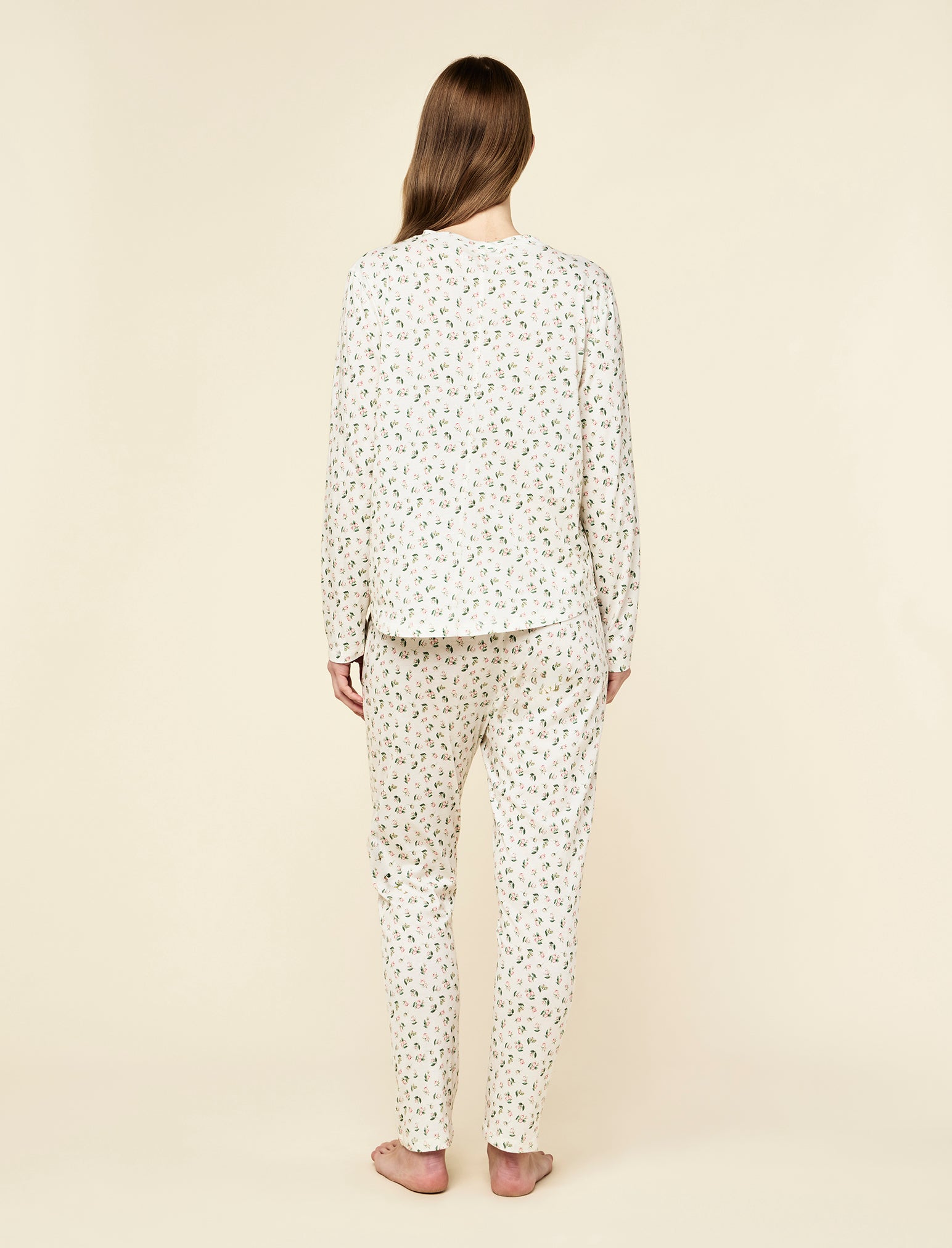 Rosebud Organic Cotton Knit Long Sleeve Tee and Straight Leg Pant Set