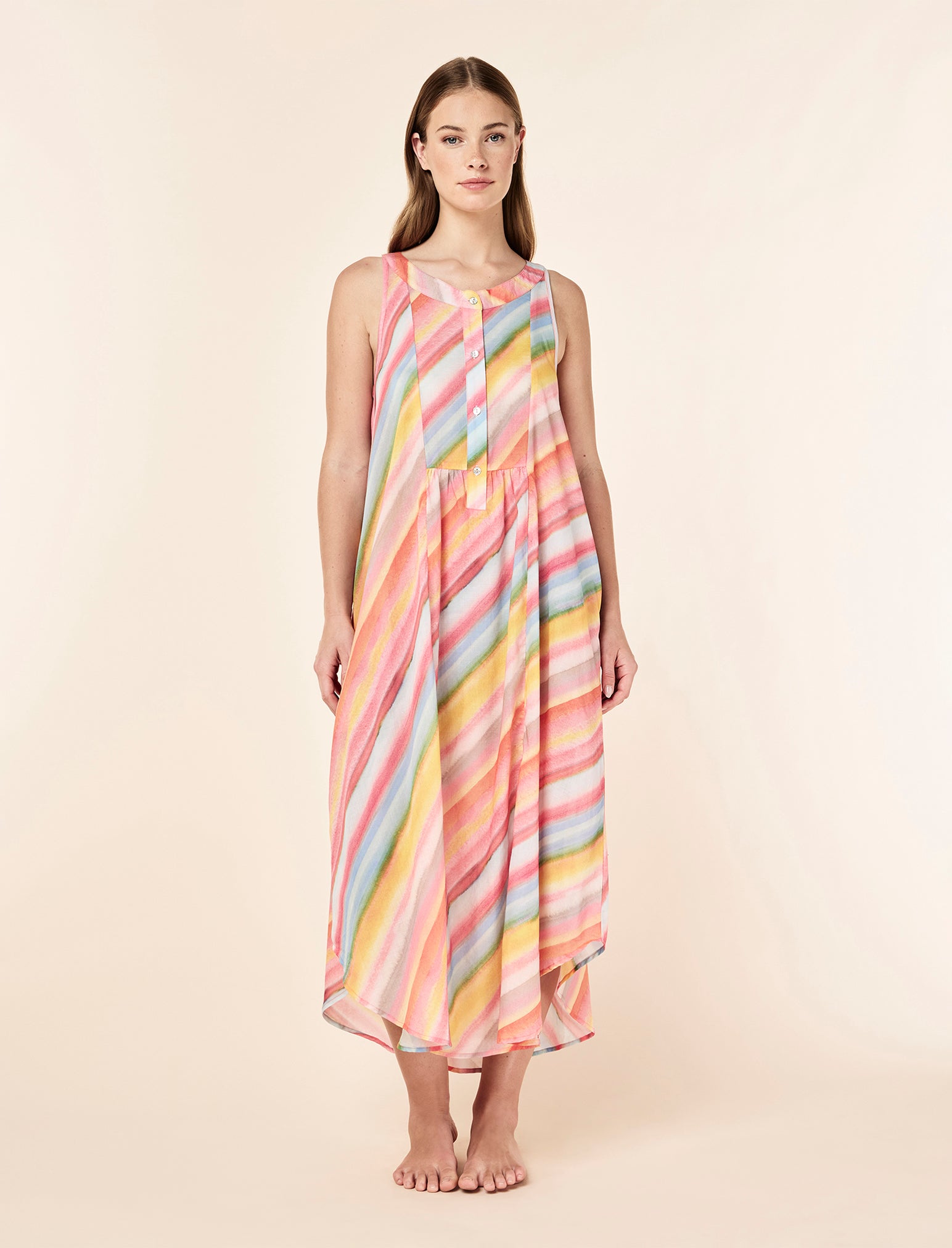 Sophie Stripe Panel Front Maxi Nightgown