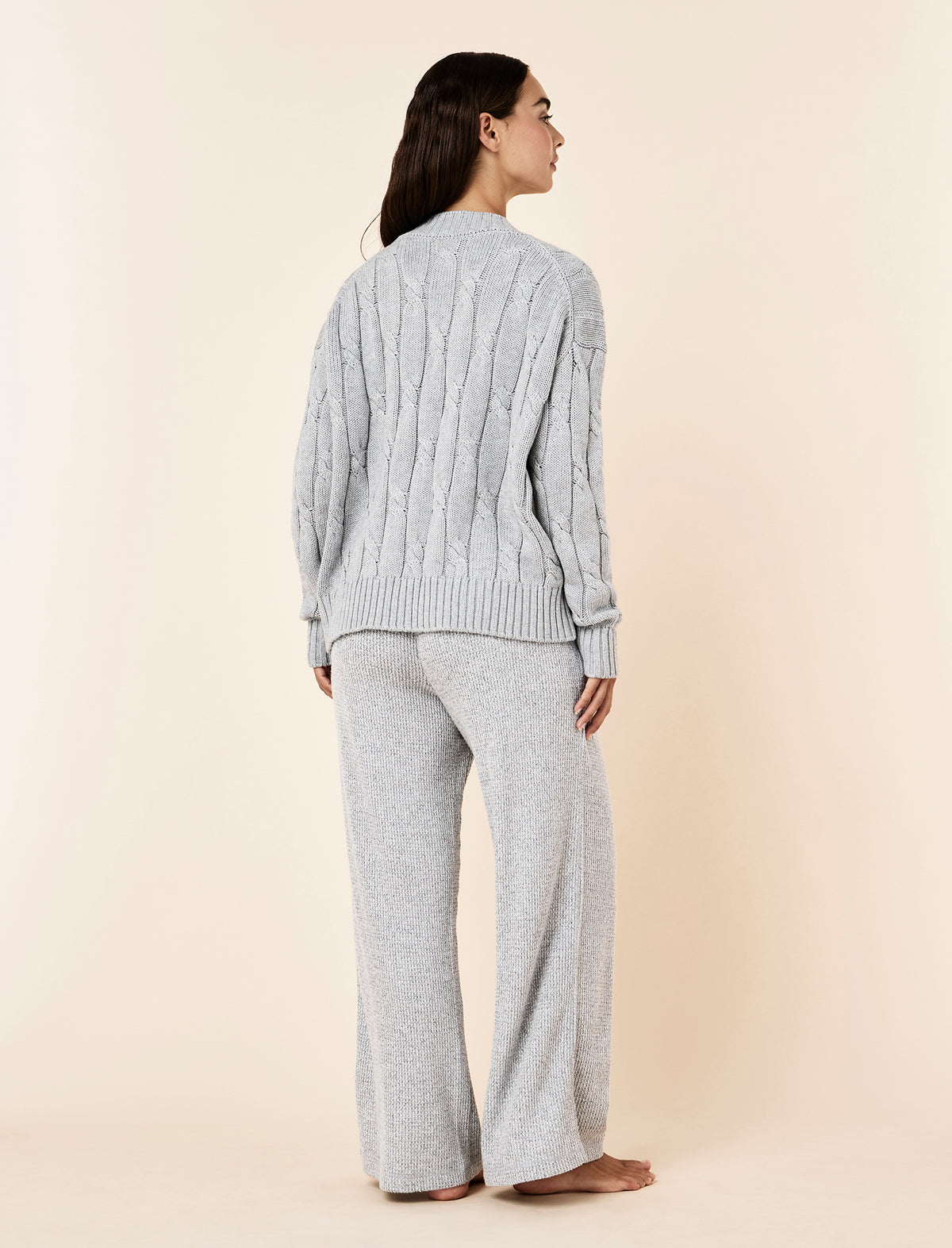 Cotton Cashmere Cable V-Neck Jumper