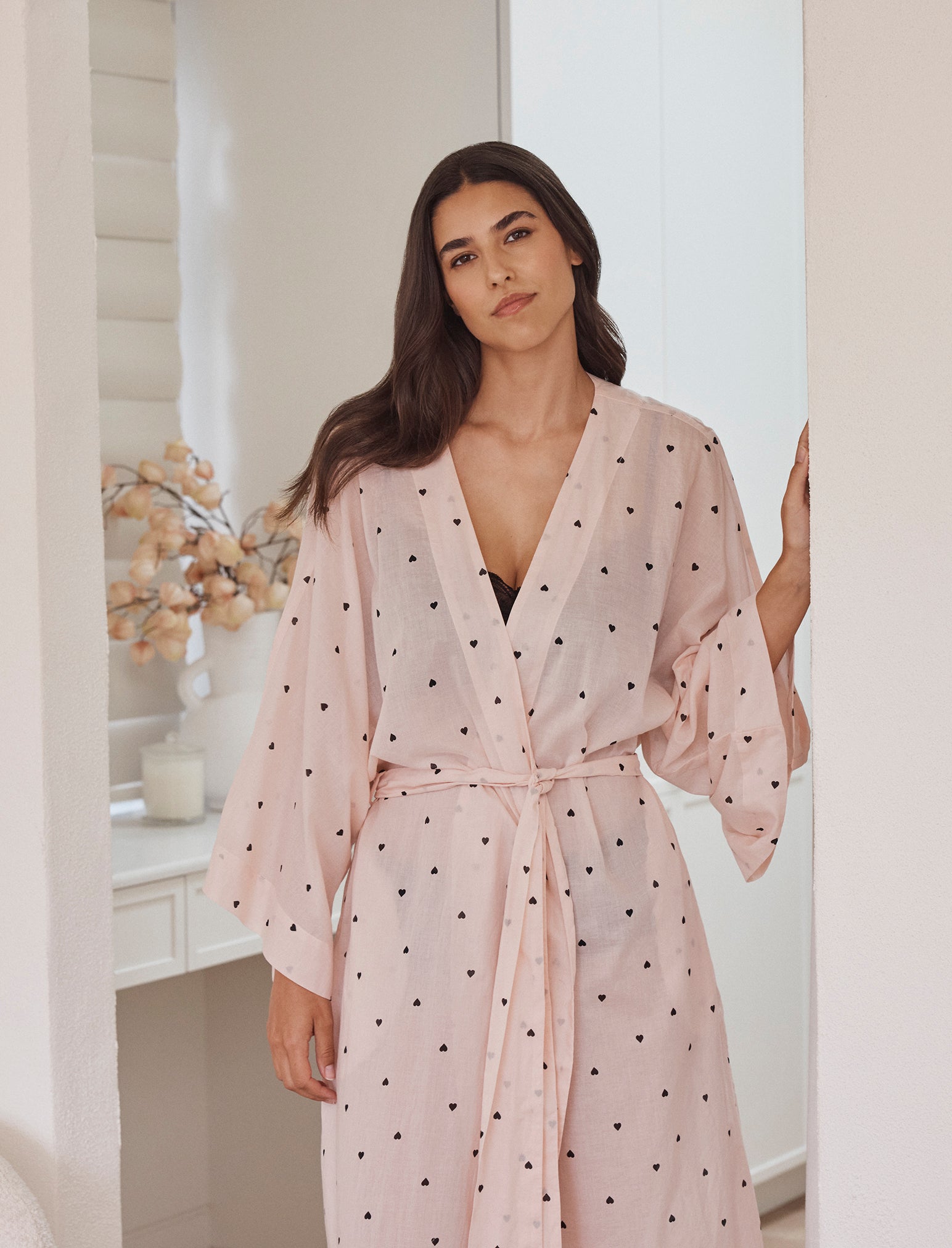 Hearts Maxi Kimono Robe