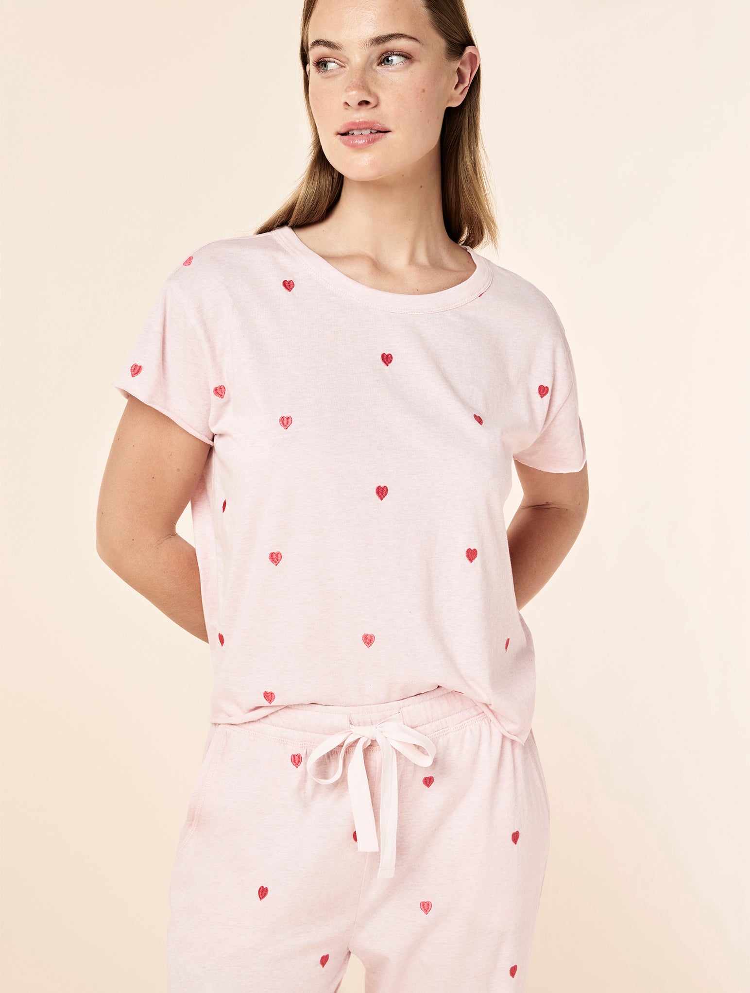 Jada Hearts Cotton Boxy Tee and Straight Leg Pant Set