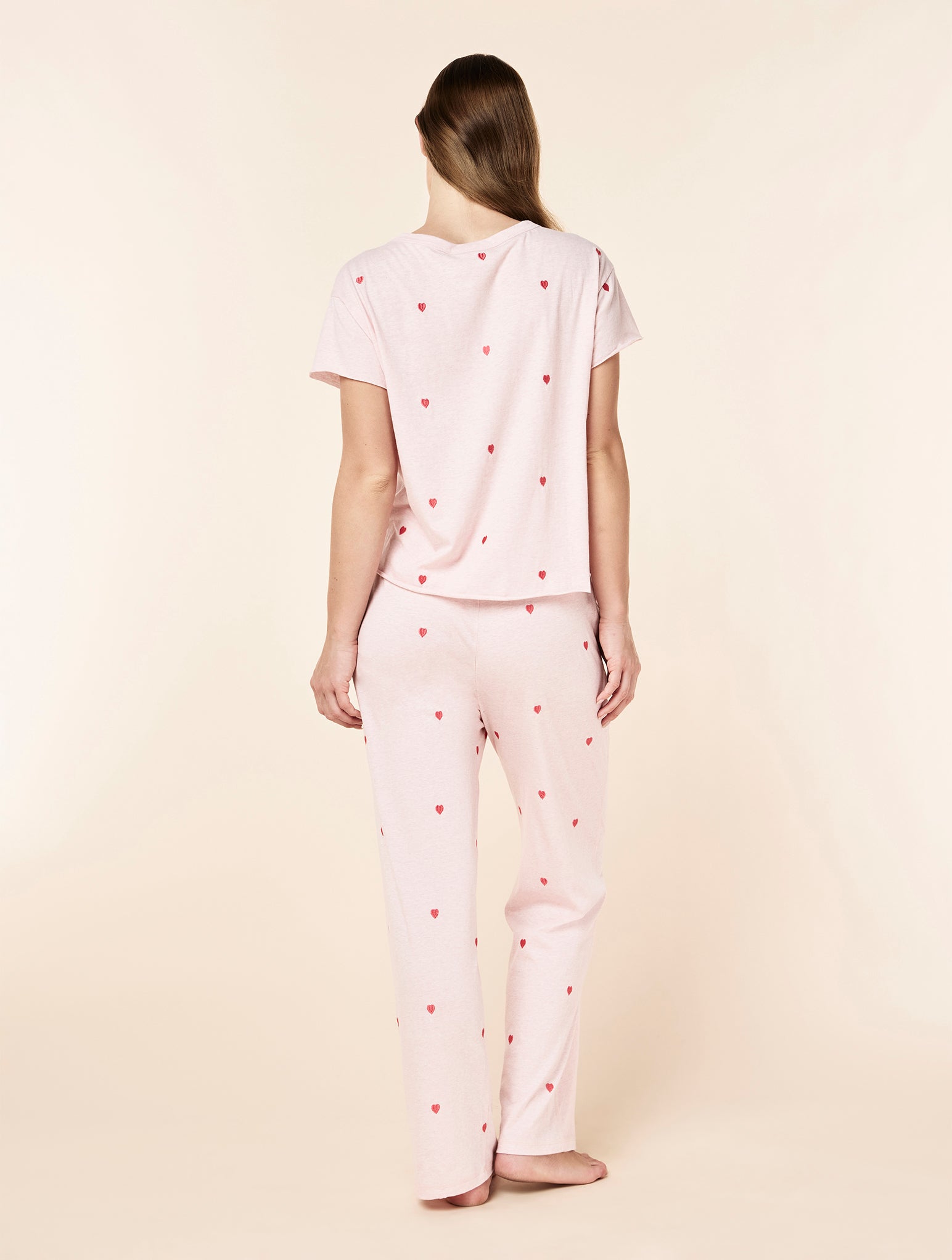 Jada Hearts Cotton Boxy Tee and Straight Leg Pant Set