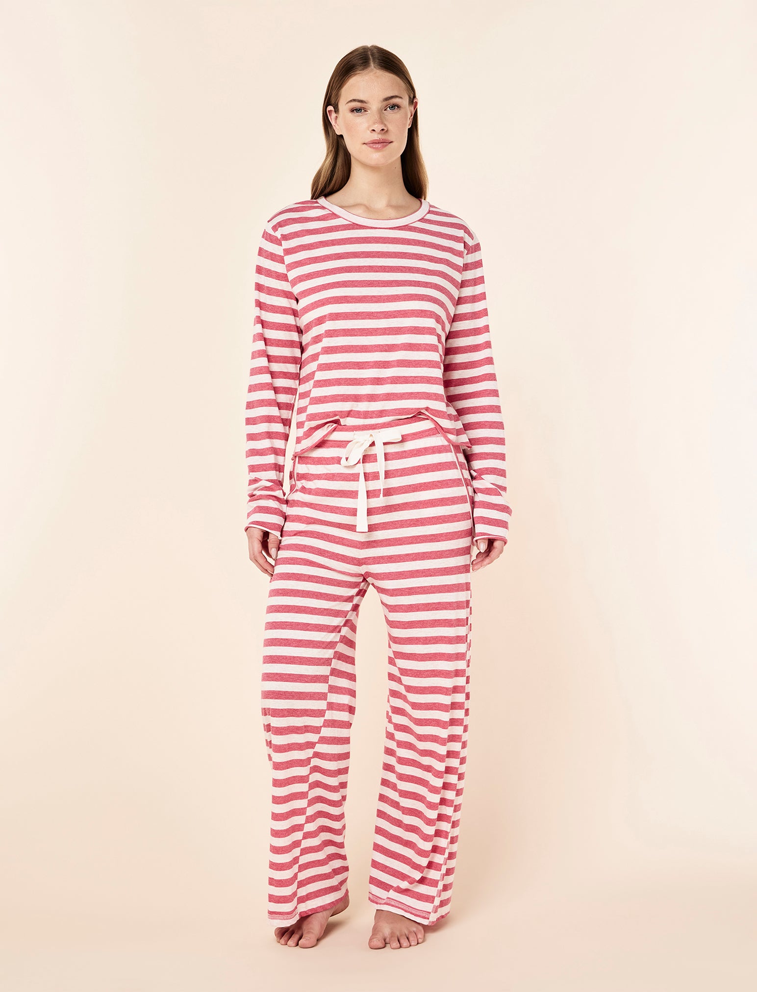 Jada Organic Cotton Knit Long Sleeve Boxy Tee & Straight Leg Pant Set