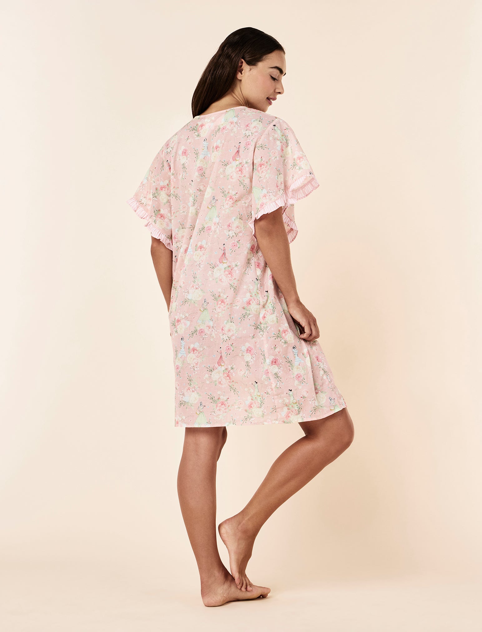 Blush Baskets Frill Midi Nightgown
