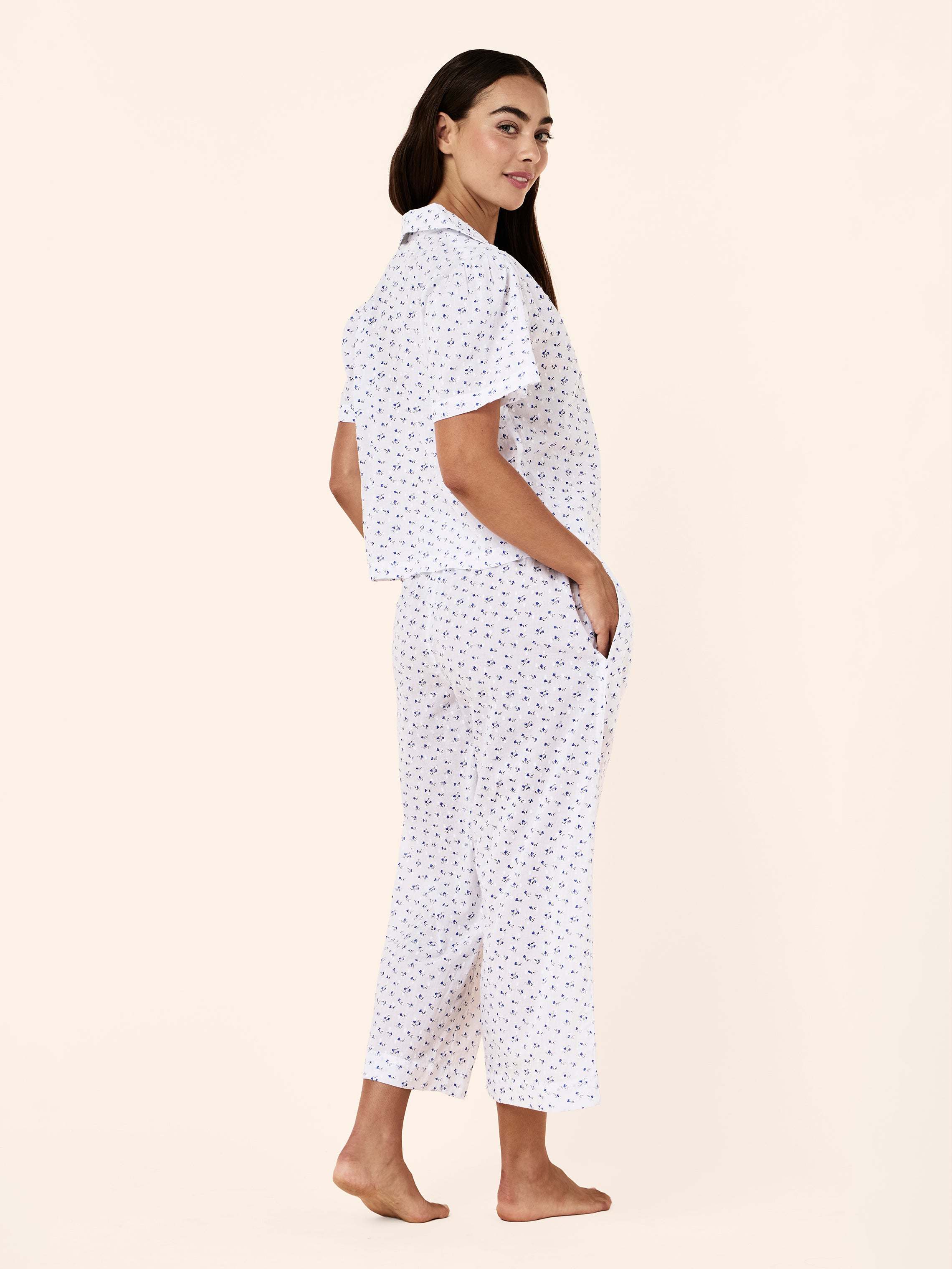 Swiss Dot Short Sleeve Crop PJ Set