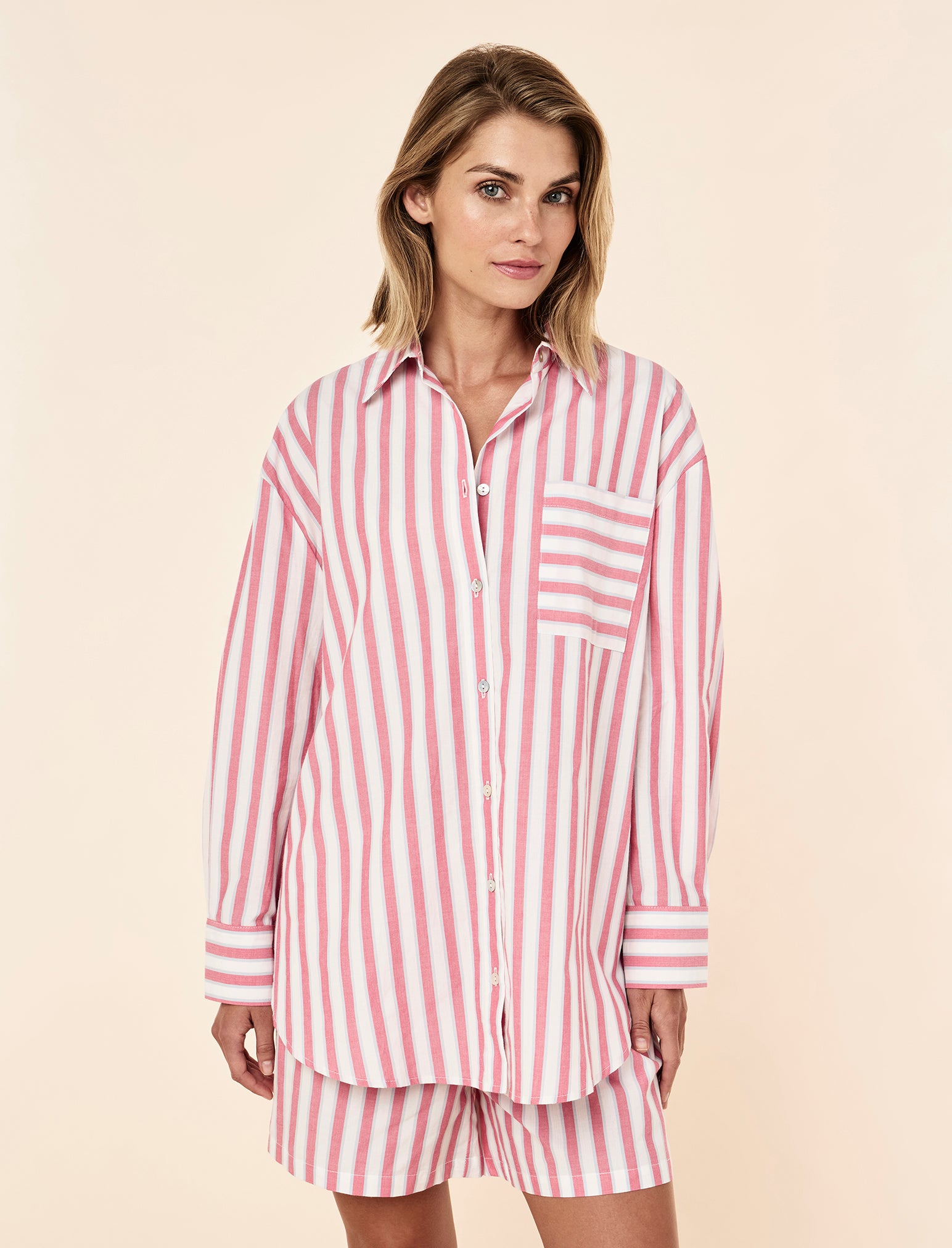 Cotton Stripe Shirting Boxer PJ Set