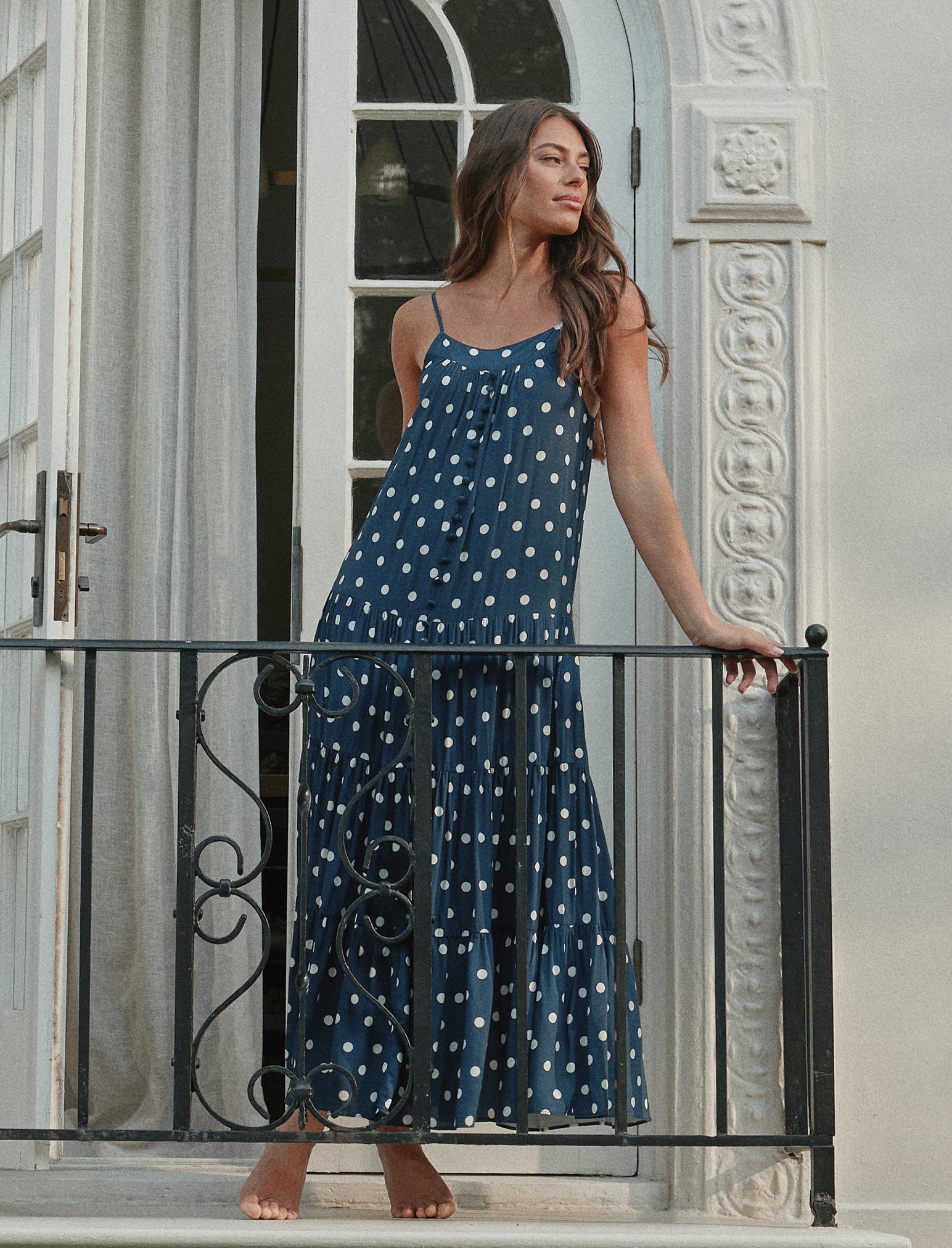 Spot Tiered Maxi Nightgown