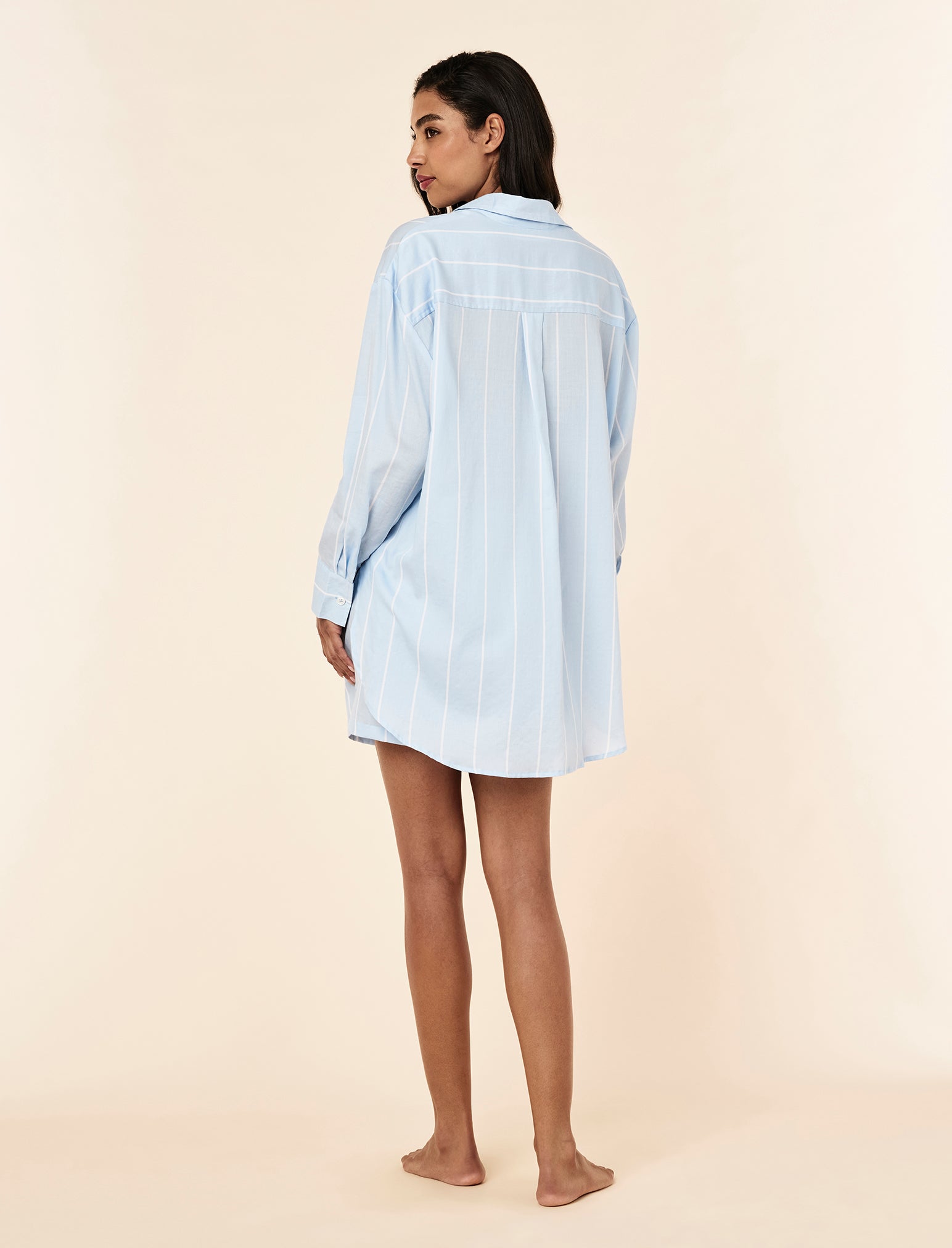 Stripe Shirting Long Sleeve Boxer PJ Set