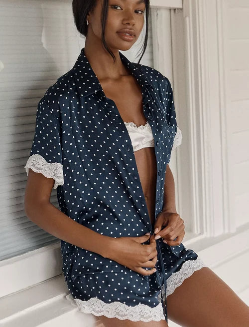 Annabelle Satin Lace Boxer PJ Set