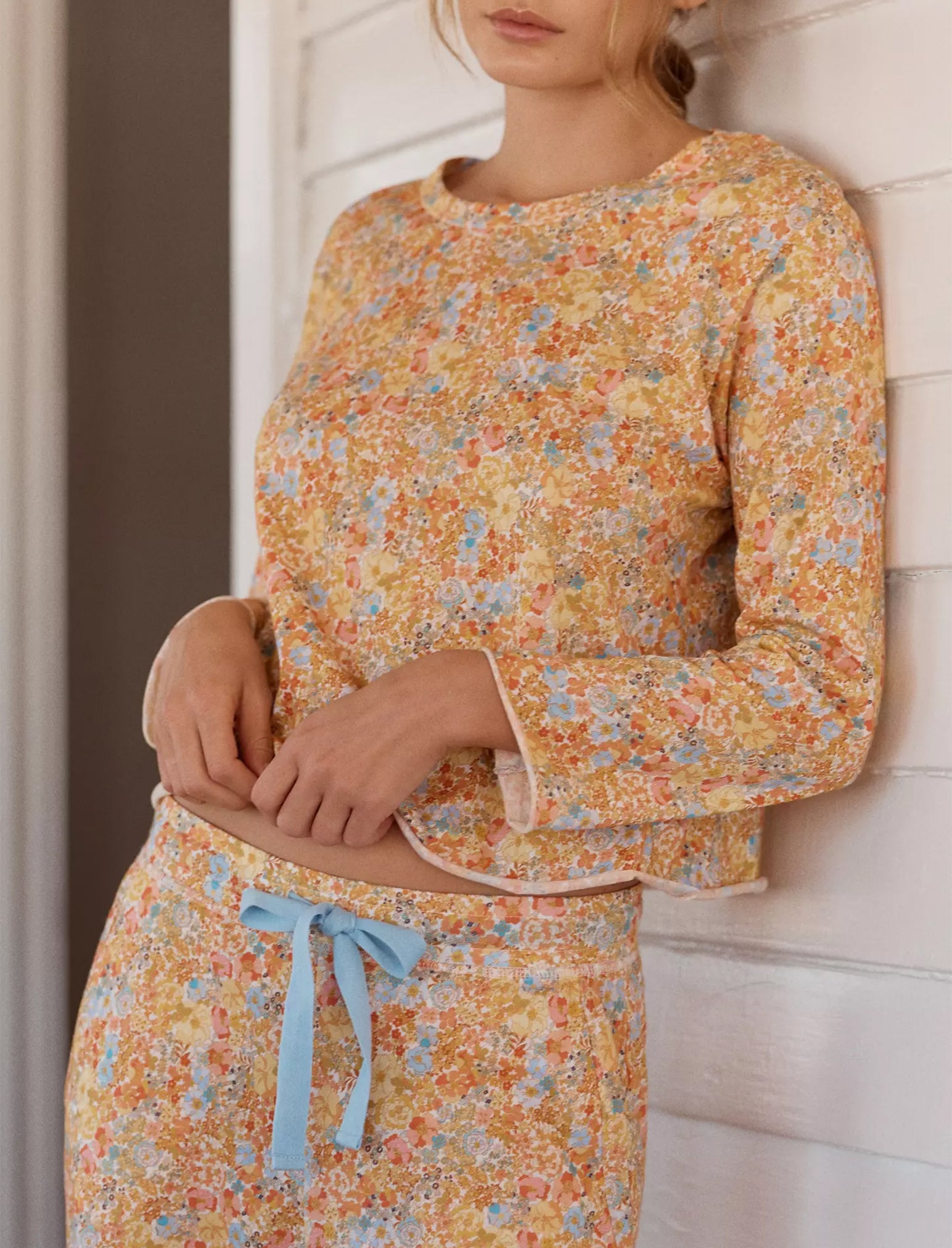 Carly Organic Knit Boxy Long Sleeve Tee & Full Length Pant Set