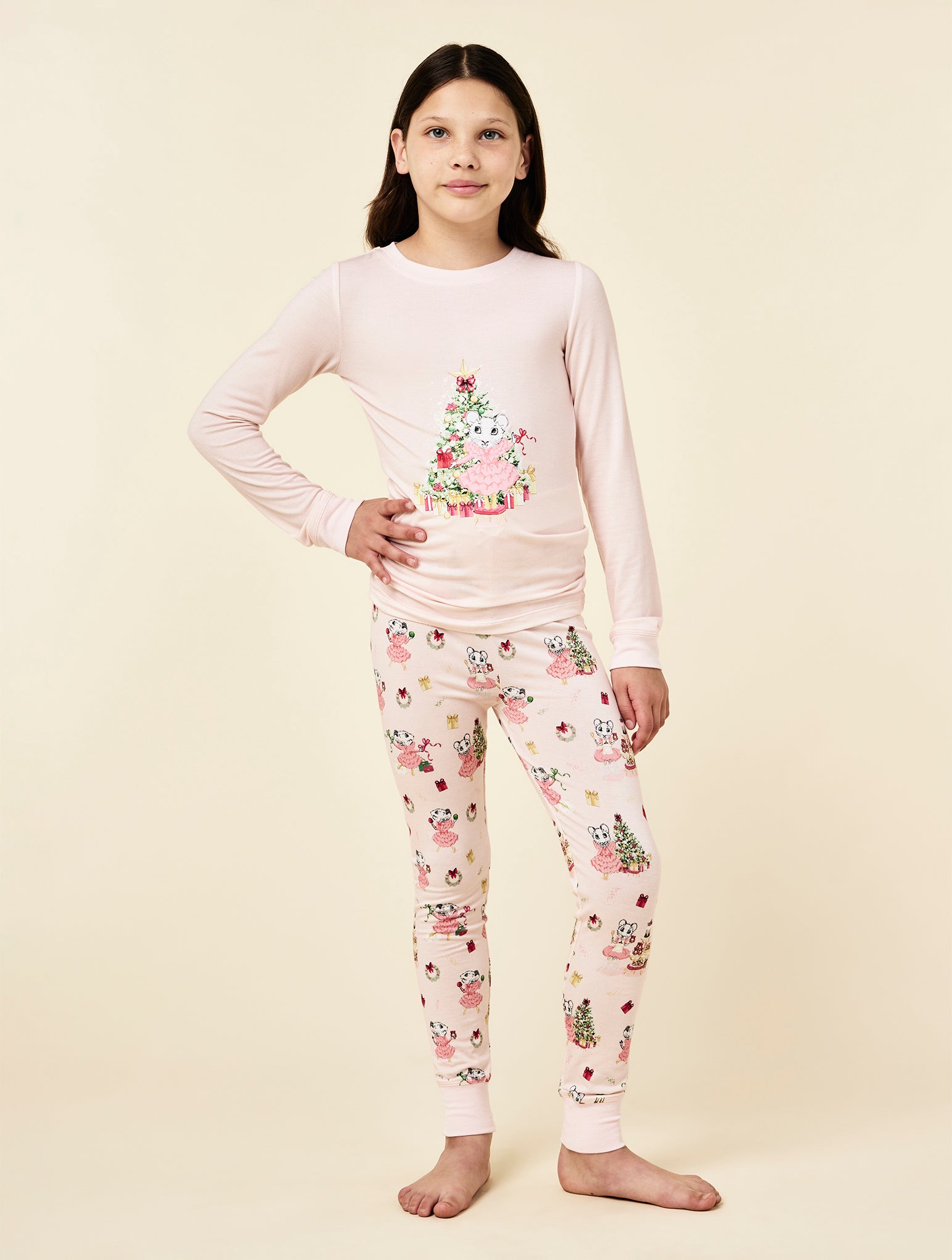 Claris The Mouse Kids Knit Full Length Placement PJ Set