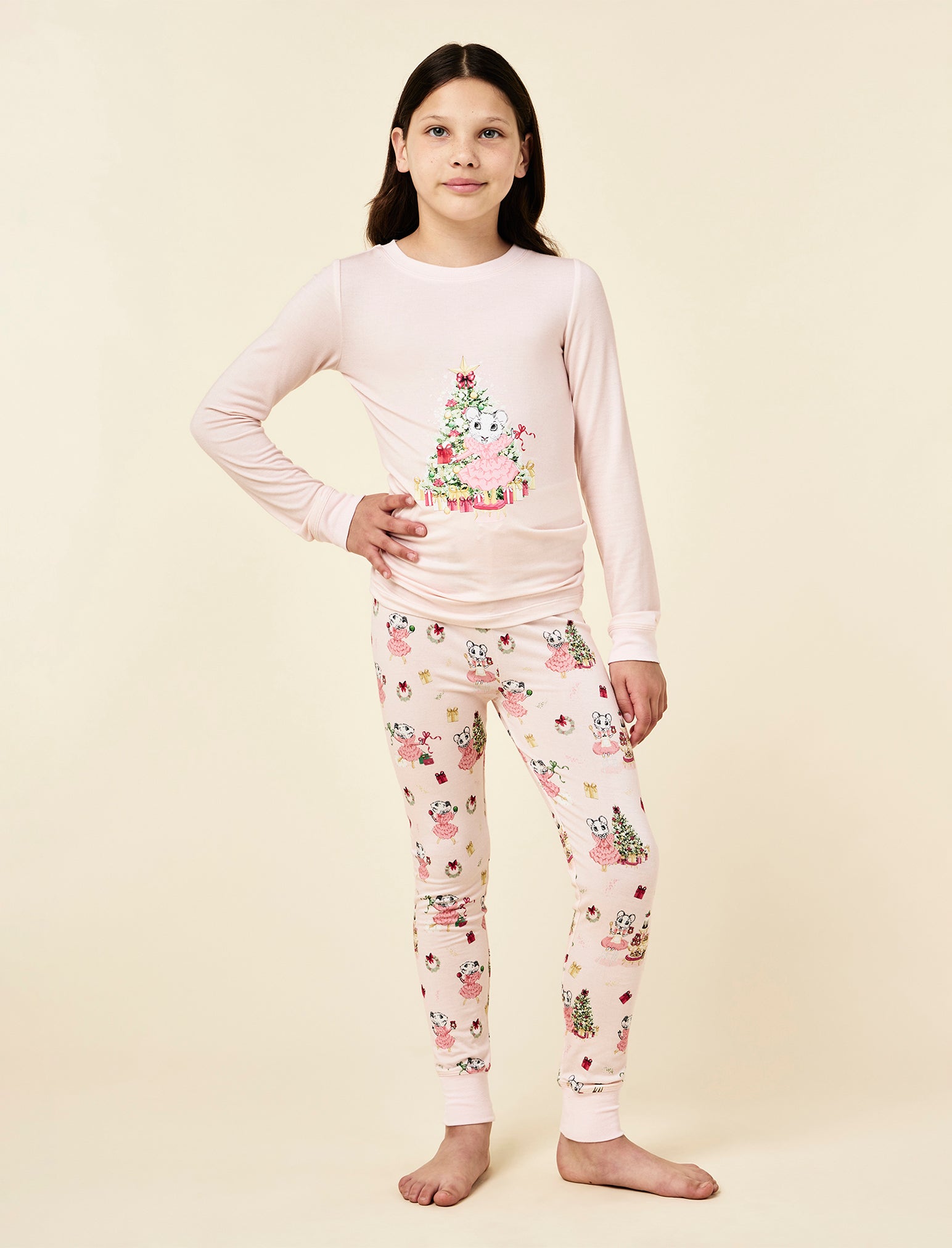 Claris The Mouse Kids Knit Full Length Placement PJ Set