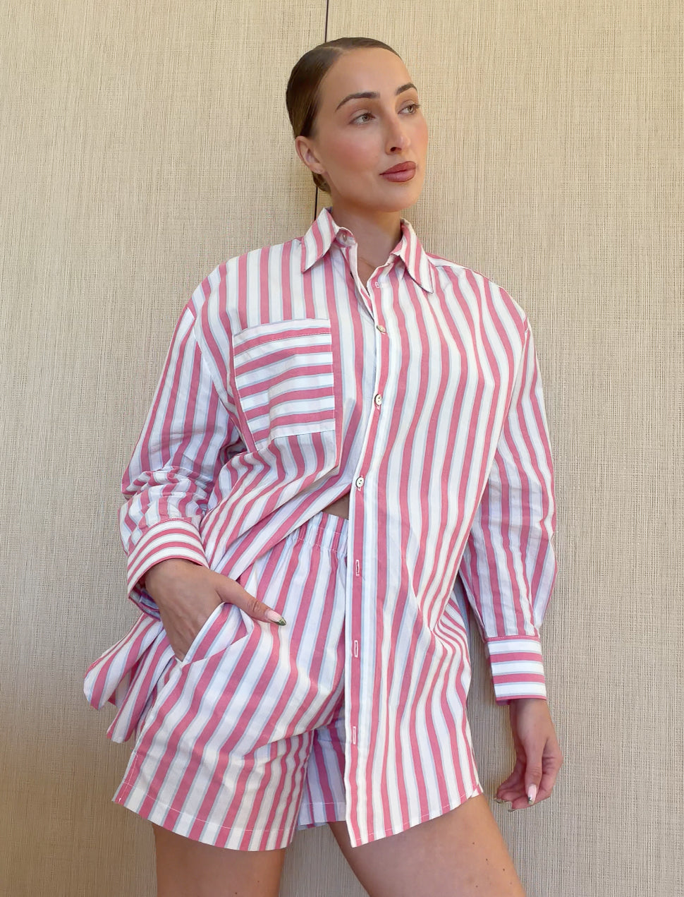 Cotton Stripe Shirting Boxer PJ Set