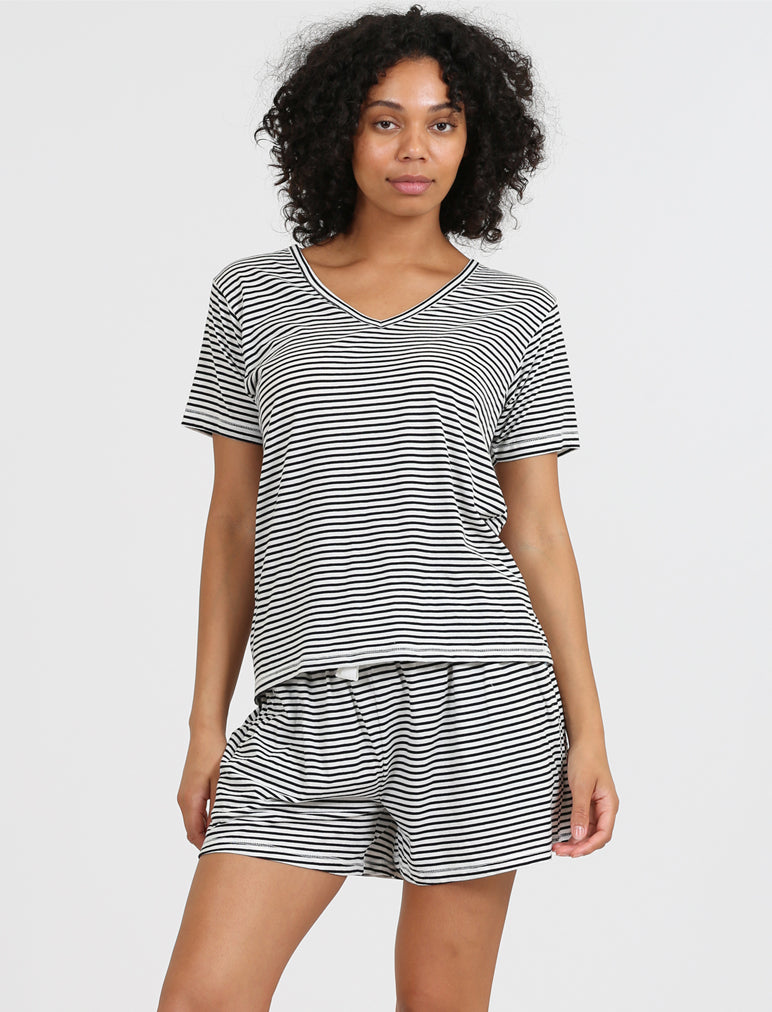 Jada Organic Cotton Knit V Neck Tee