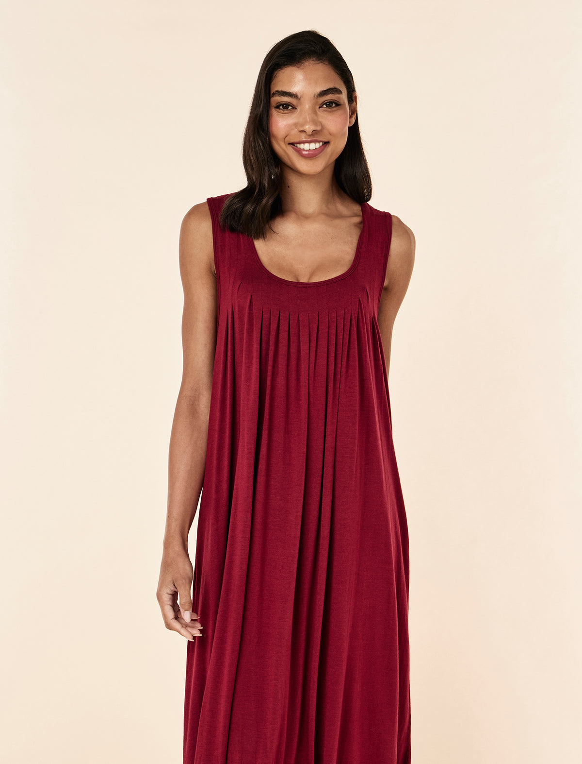 Kate Modal Soft Pleat Front Maxi Nightgown