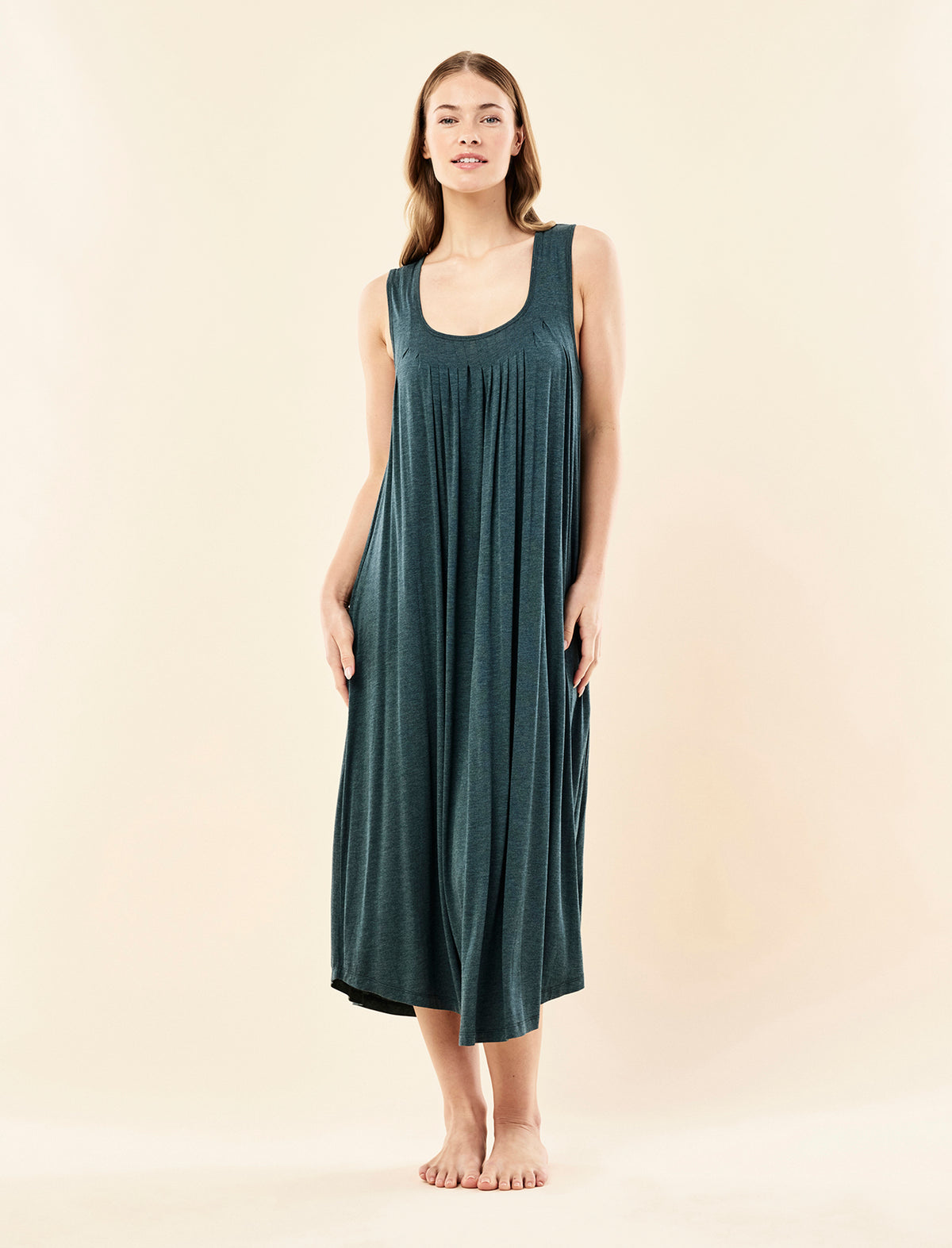 Kate Modal Soft Pleat Front Maxi Nightgown