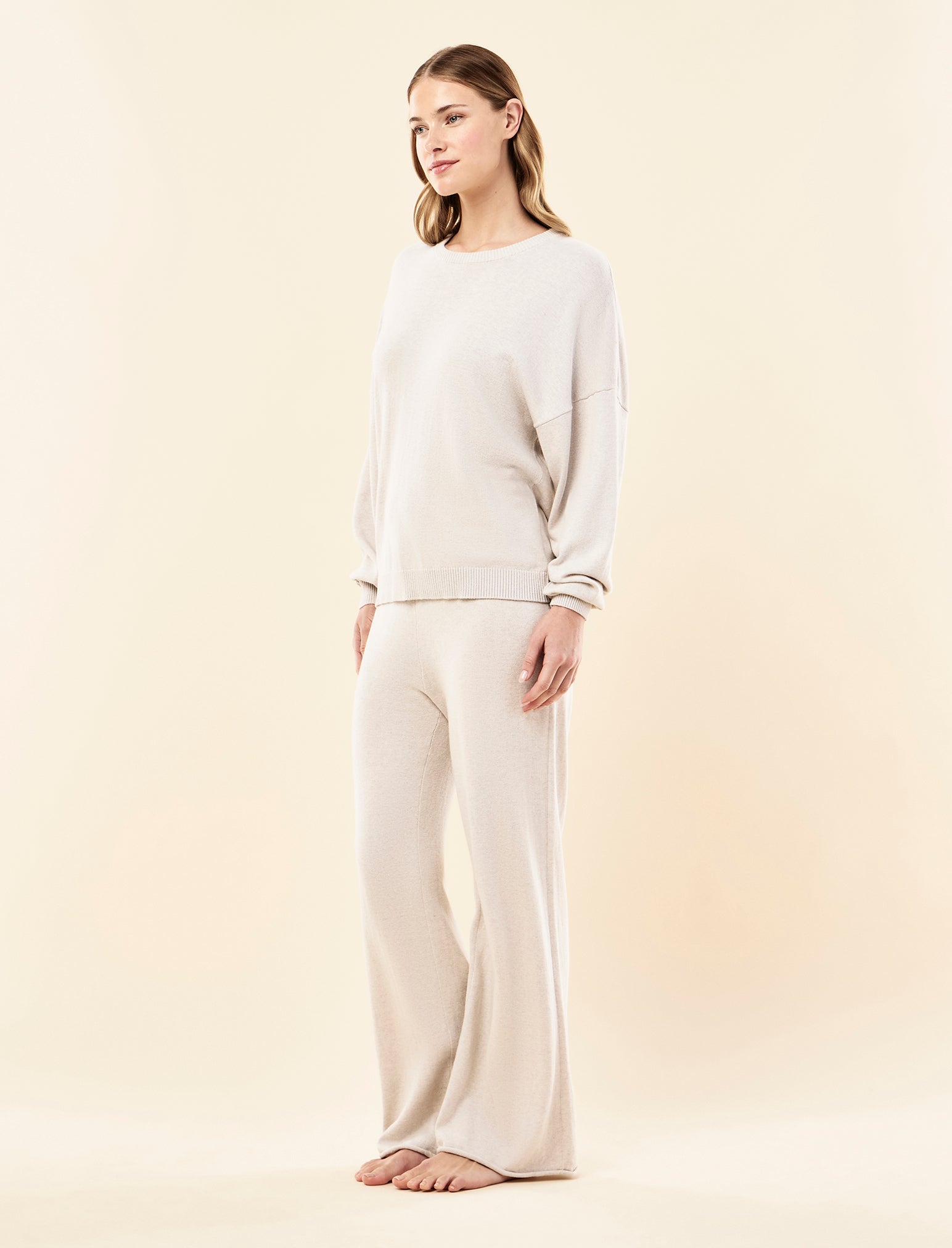 Cotton Cashmere Straight Leg Pant