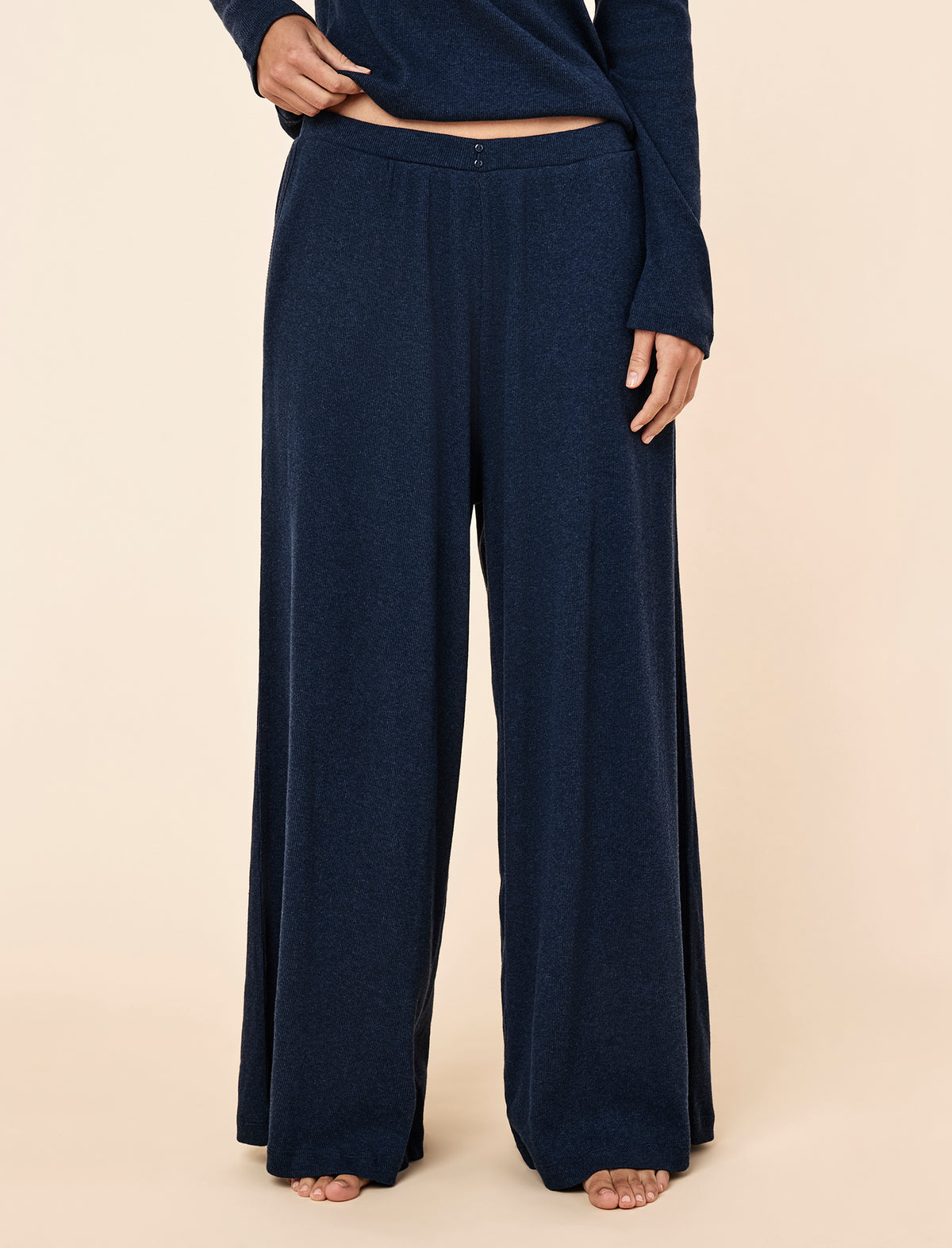 Soft Baby Rib Long Sleeve Tee & Wide Leg Pant Set