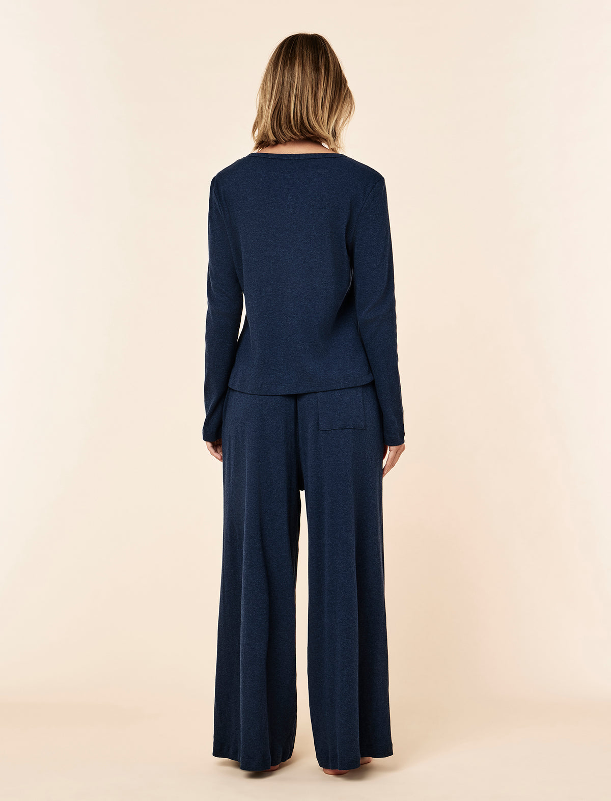 Soft Baby Rib Long Sleeve Tee & Wide Leg Pant Set