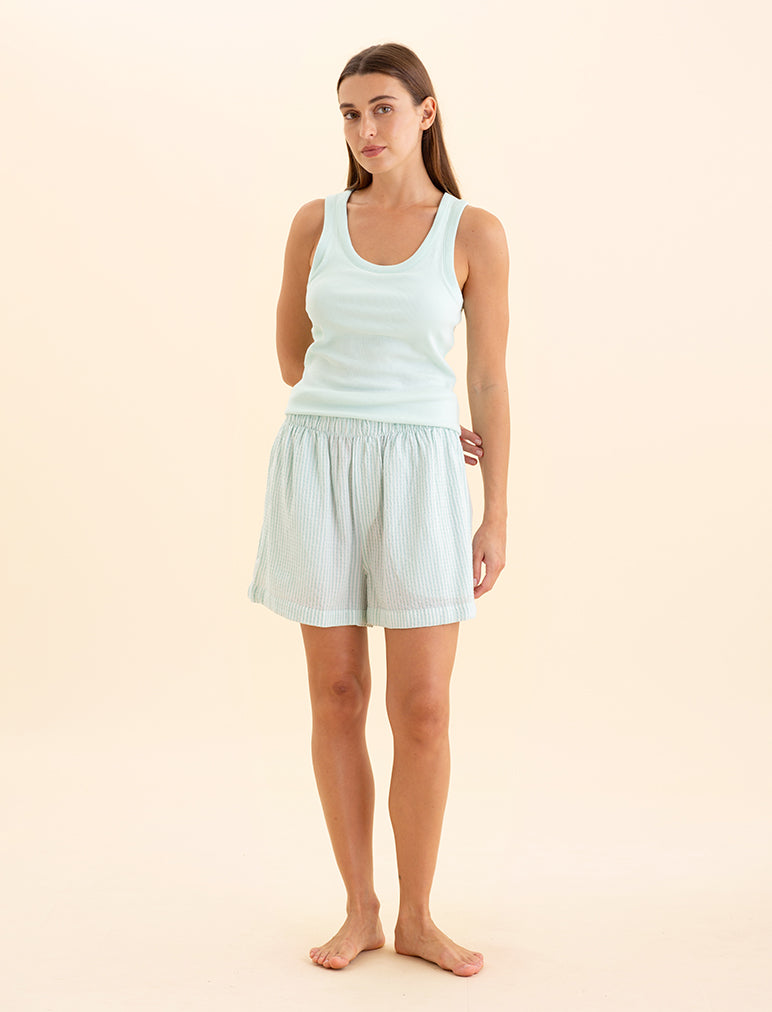 Sabine Seersucker Stripe Boyfriend Short