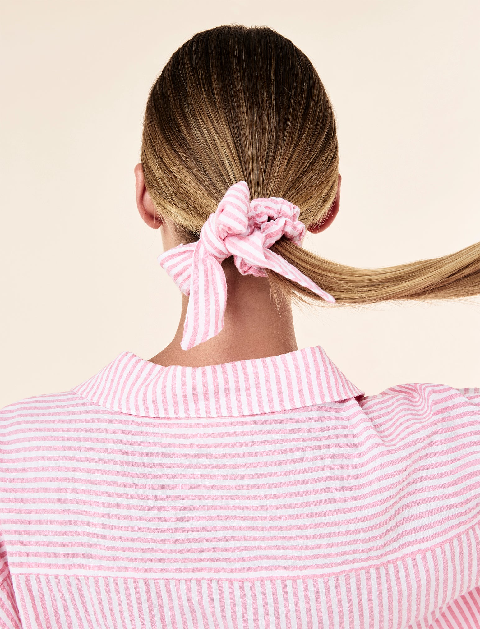 Sabine Seersucker Stripe Boxer PJ & Bow Scrunchie