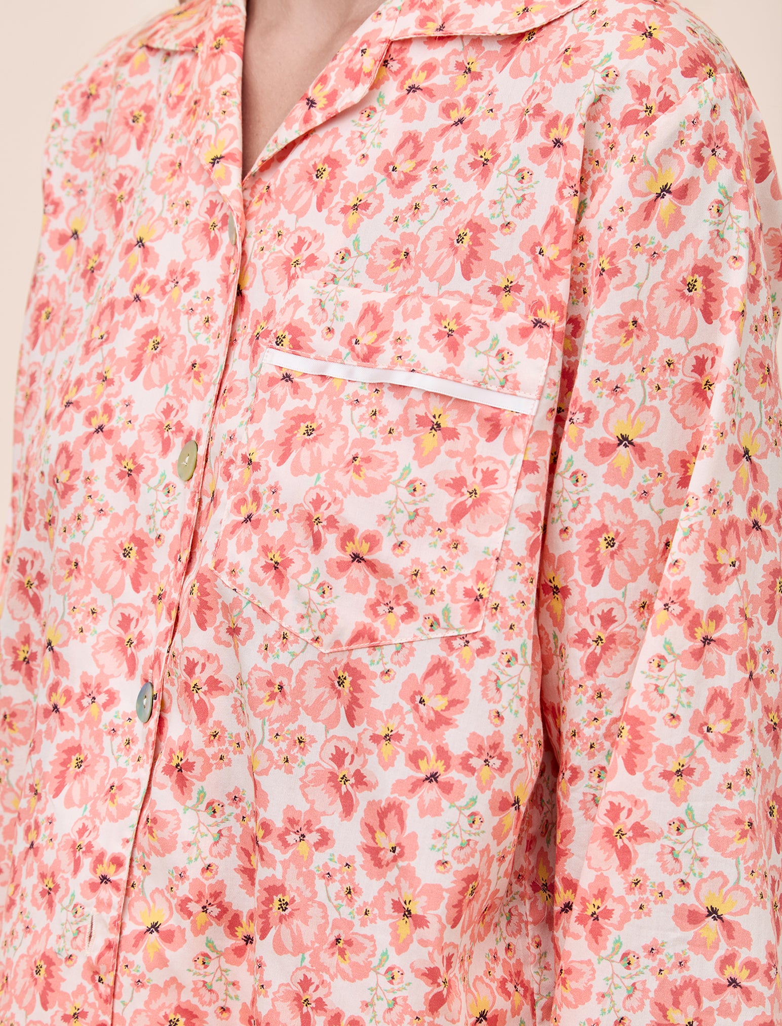Molly Sims Cotton Full Length PJ Set & Eye Mask
