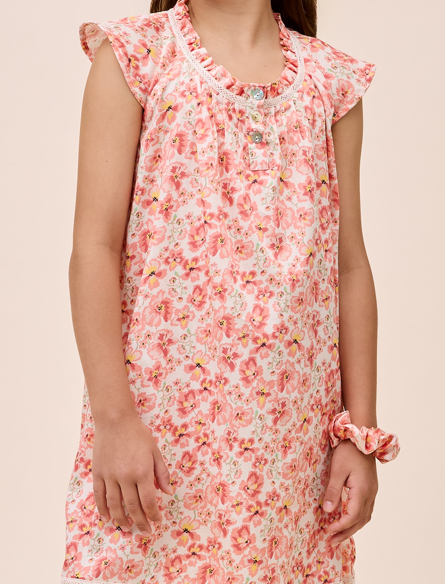 Molly Sims Girls Cotton Nightgown & Scrunchie
