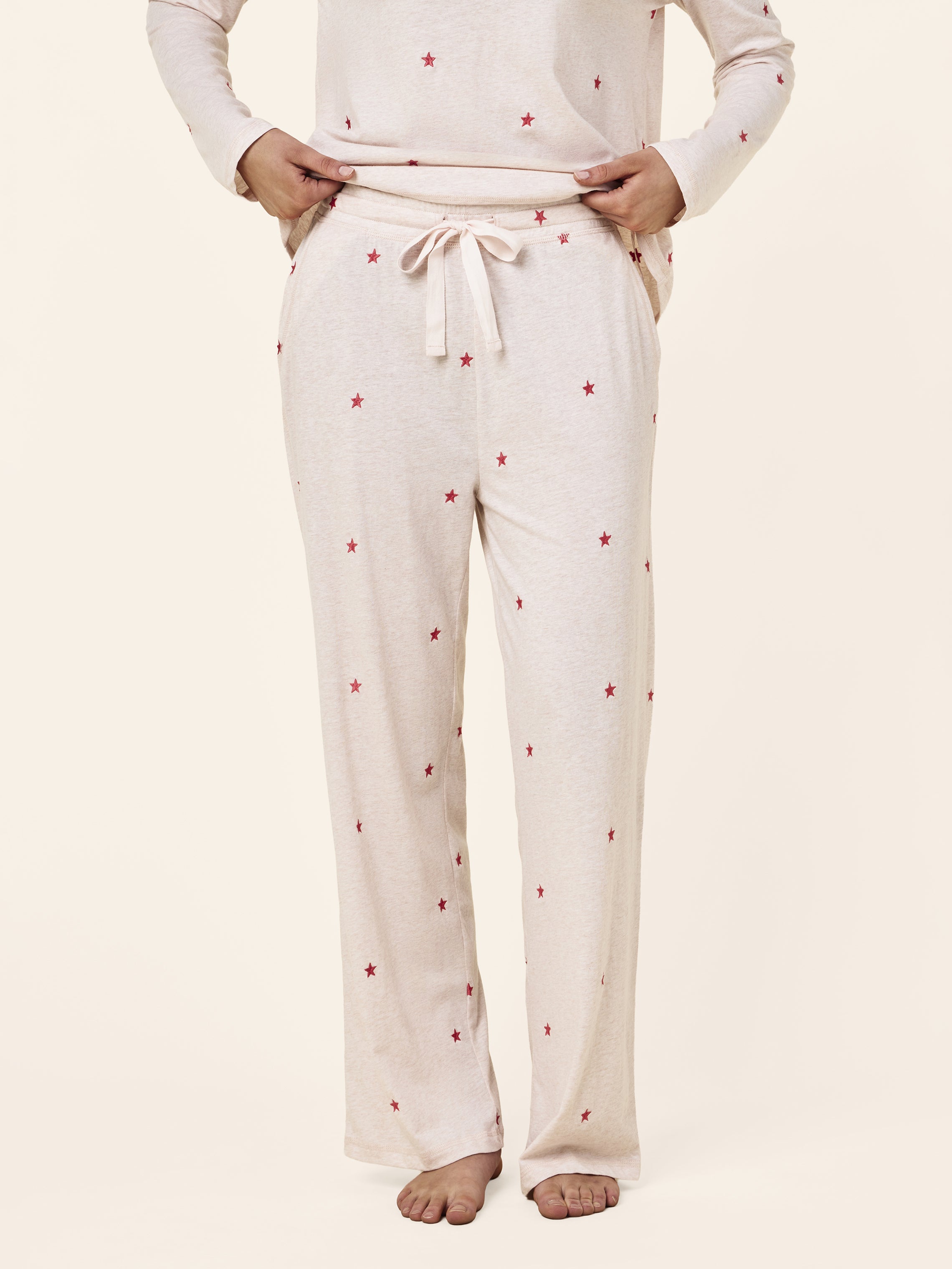 Jada Stars Cotton Long Sleeve Tee and Straight Leg Pant Set