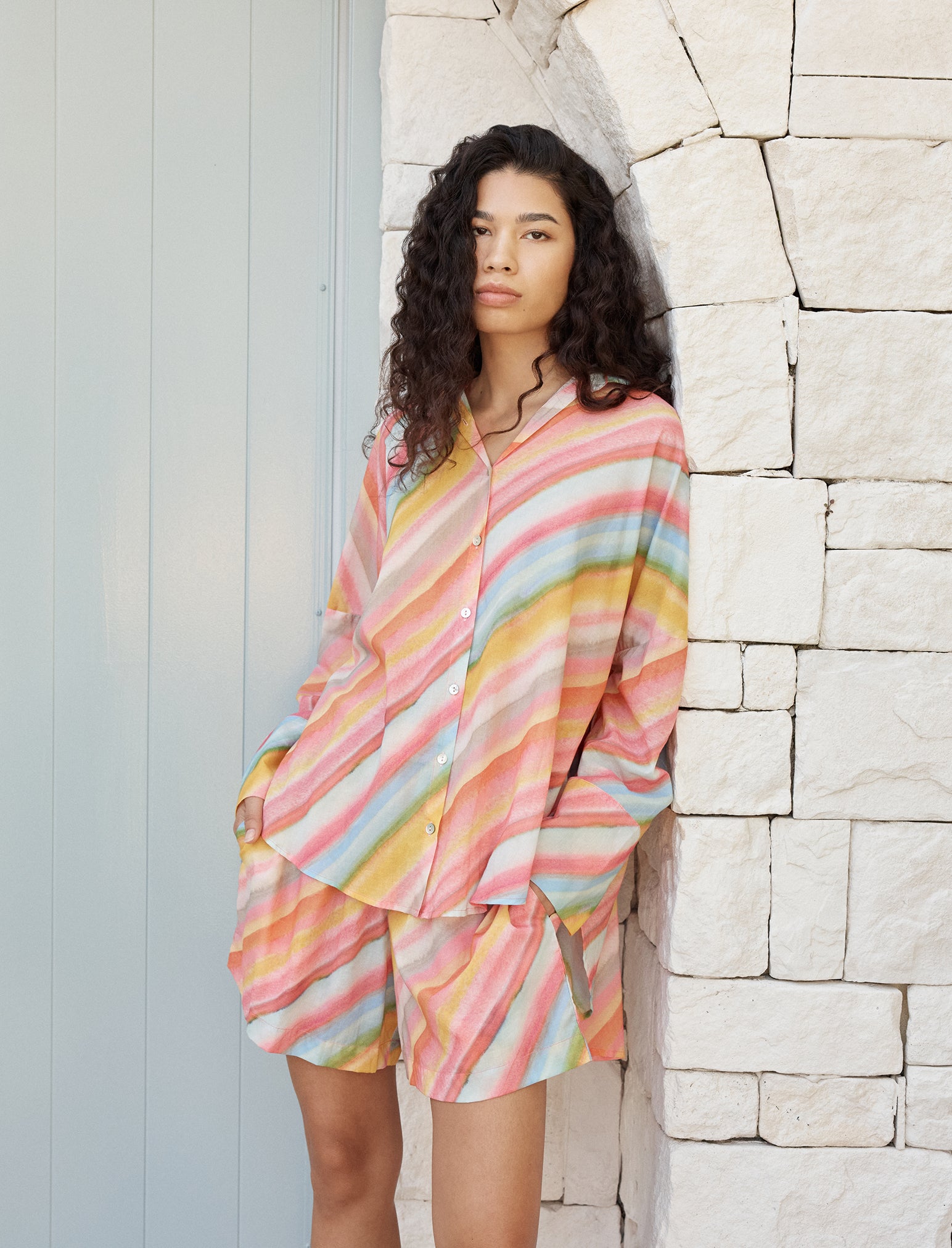 Sophie Stripe Long Sleeve Boxer PJ Set