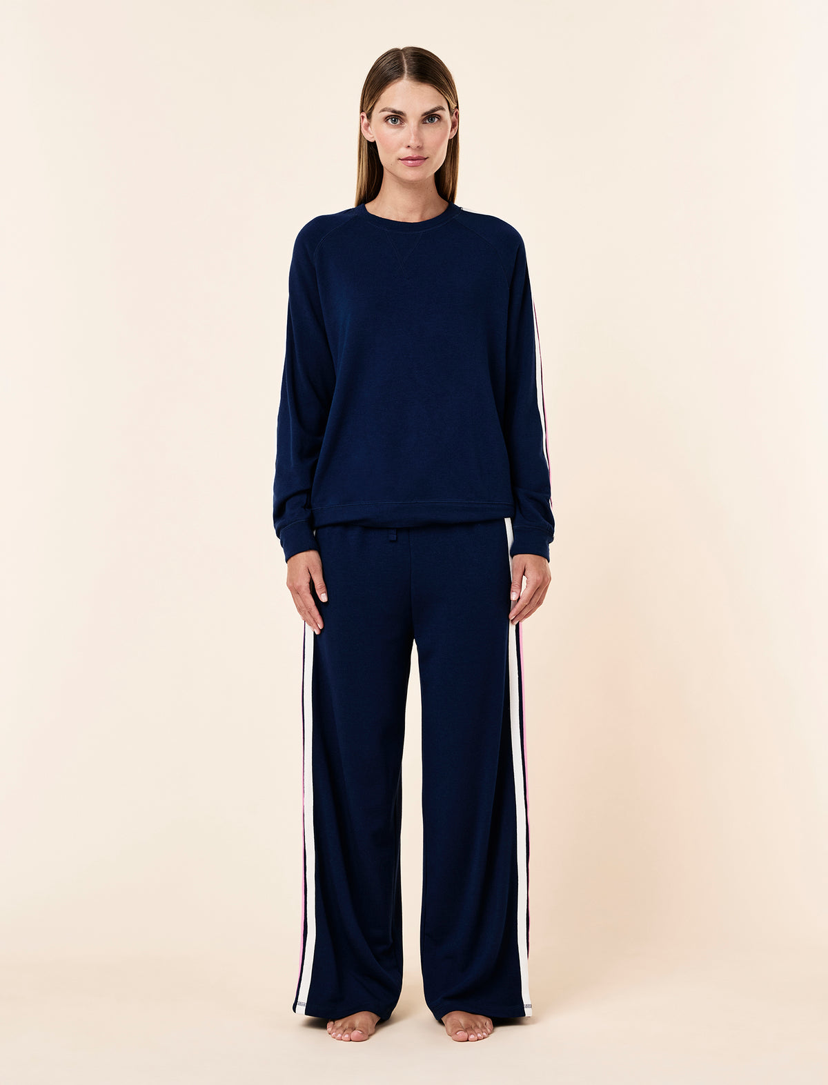 Cosy Kate Stripe Long Sleeve Top & Wide Leg Pant Set