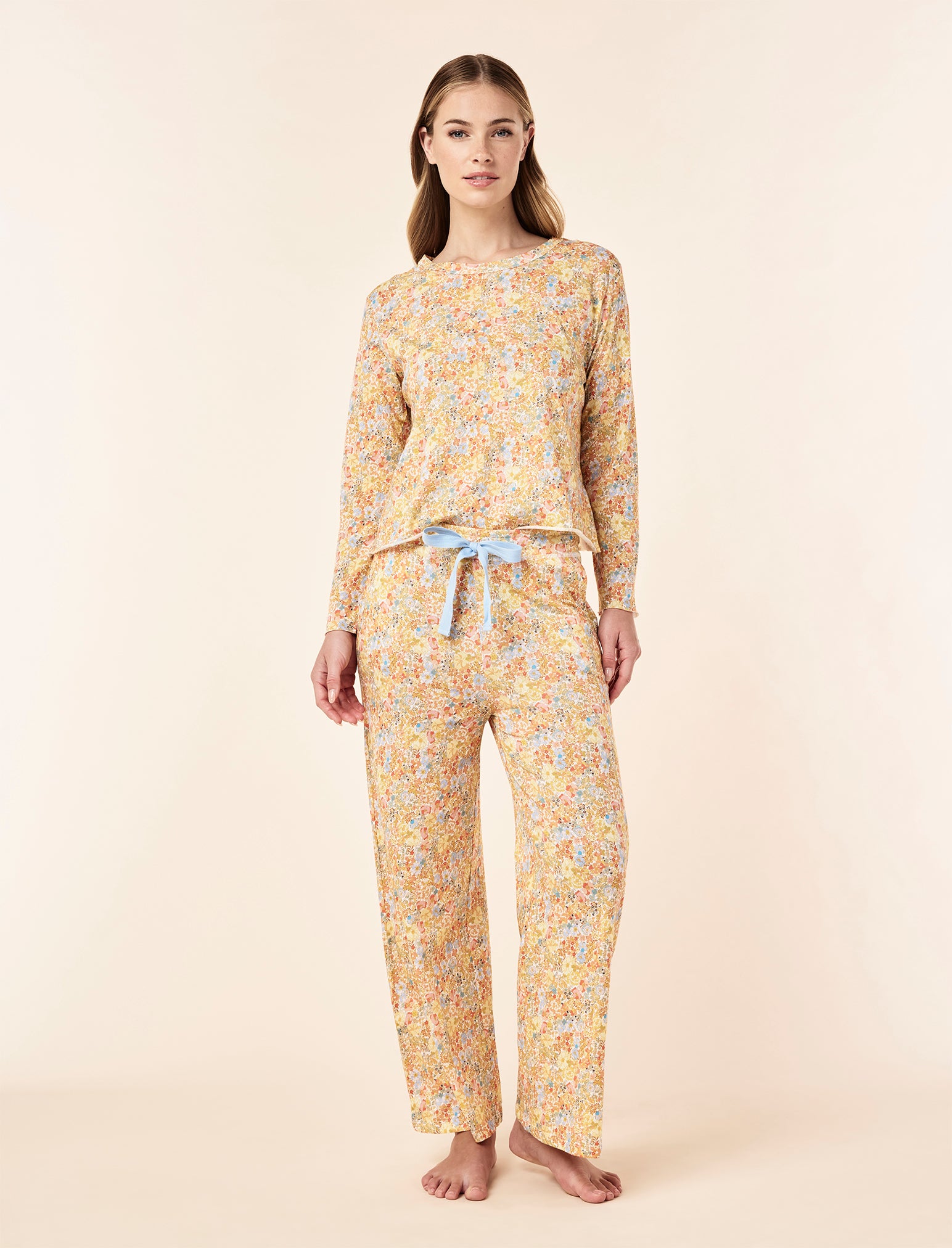 Carly Organic Knit Boxy Long Sleeve Tee & Full Length Pant Set