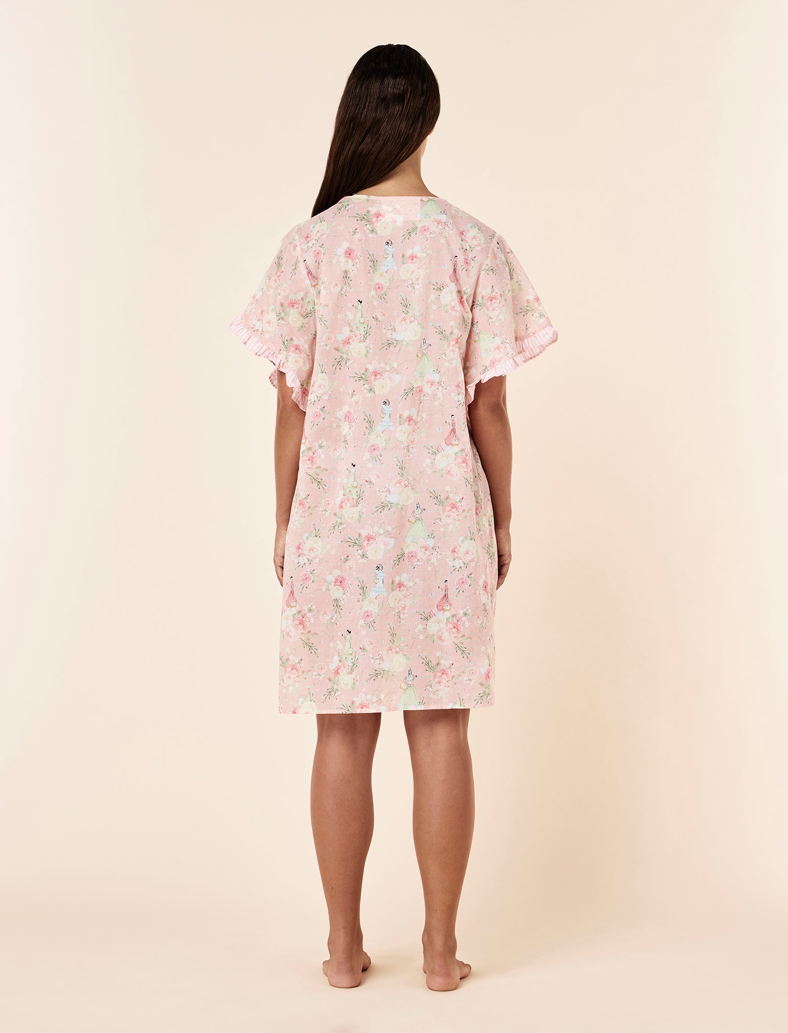 Blush Baskets Frill Midi Nightgown