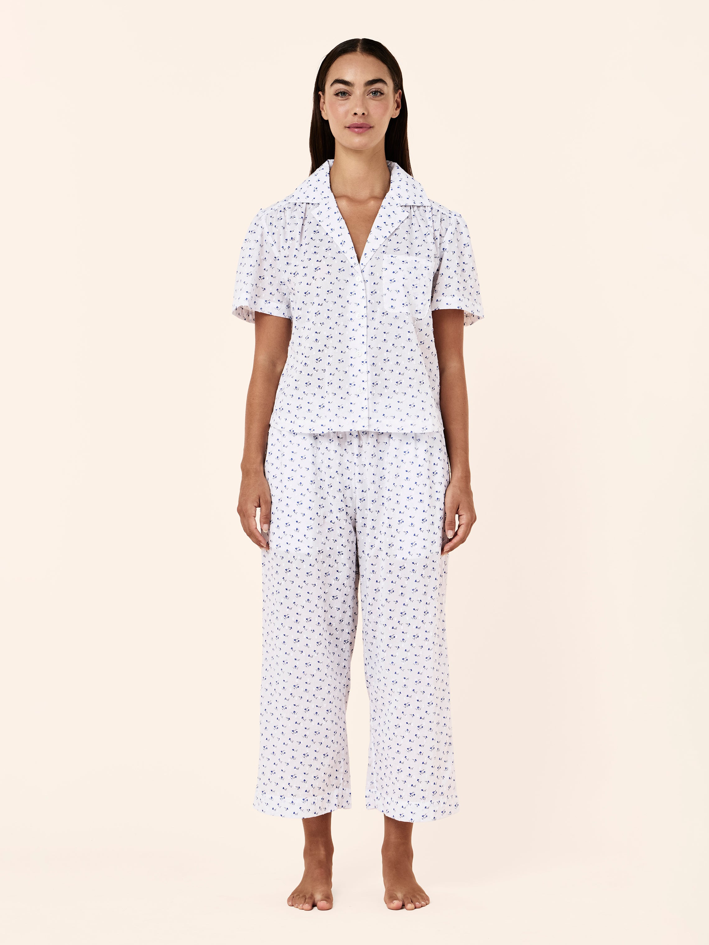 Swiss Dot Short Sleeve Crop PJ Set